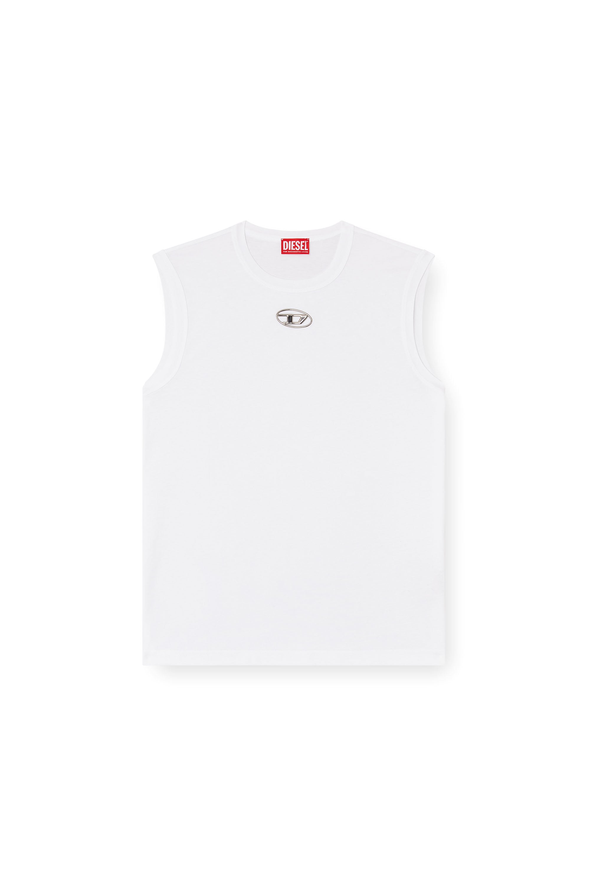 Diesel - T-BISCO-OD, D&eacute;bardeur avec Oval D m&eacute;tallis&eacute; Homme in Blanc - 3
