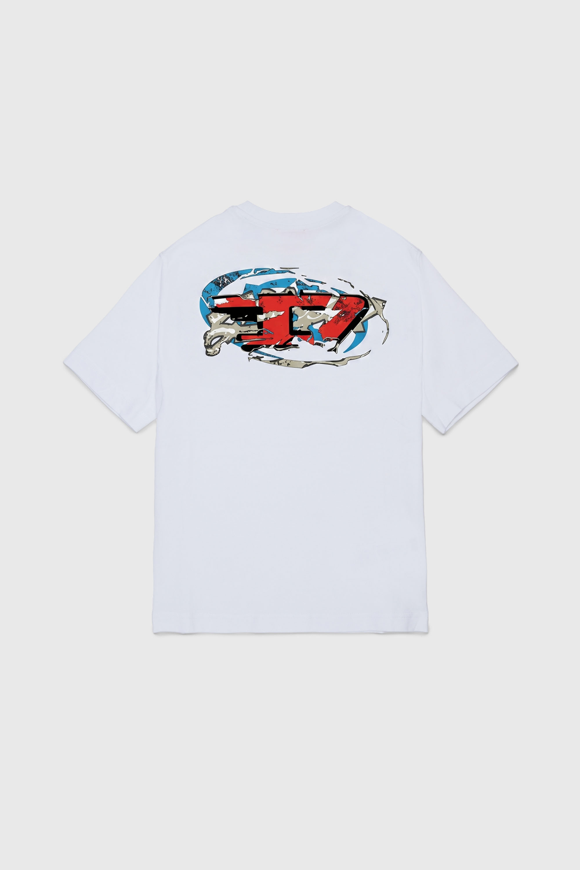 Diesel - TSCRAP OVER, T-shirt con ricamo Oval D e stampa flock Uomo in Bianco - 2