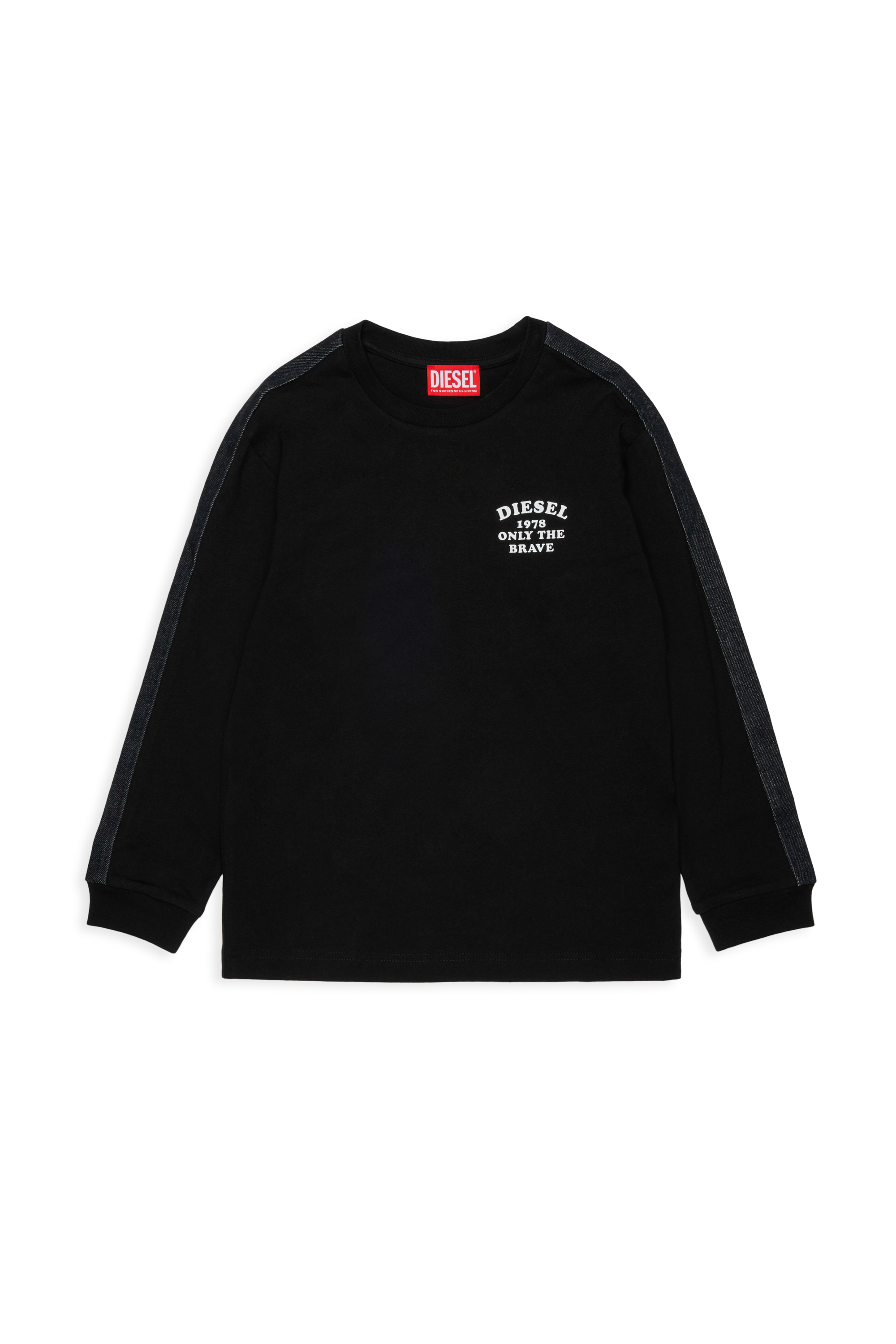 Diesel - TEAN OVER, Herren Langarmshirt mit Logo und Kontraststreifen in Schwarz - 1
