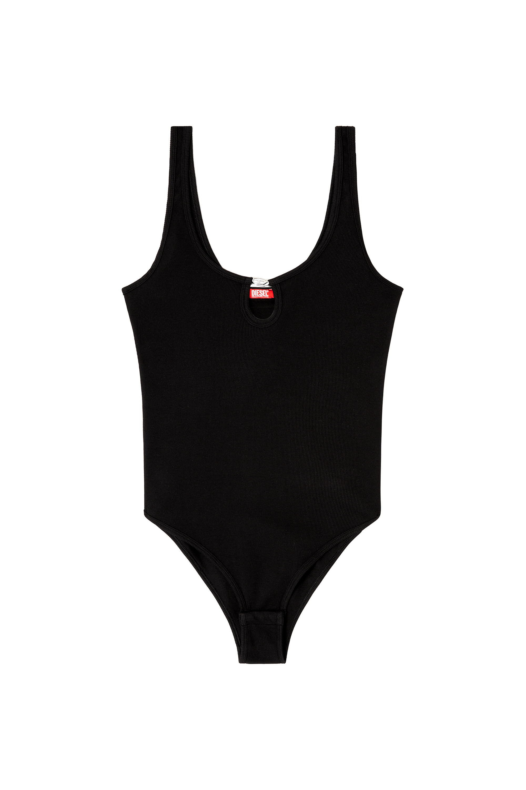 Diesel - MAURA-DNM, Body in cotone stretch effetto marmorizzato Donna in Nero - 3
