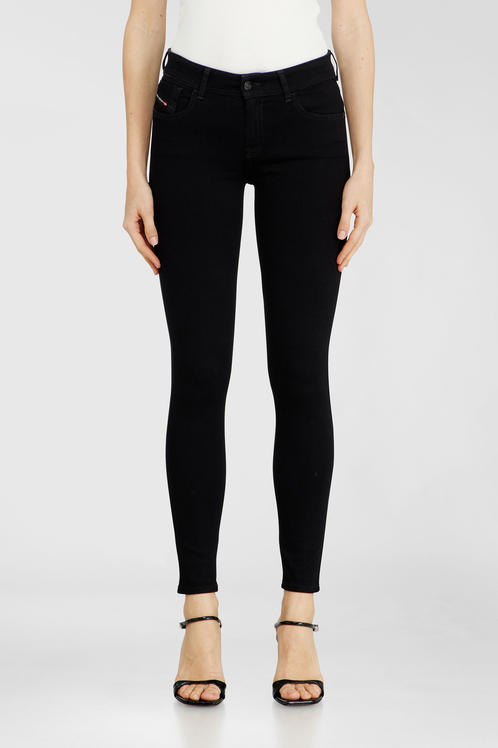 Diesel - Skinny Jeans 2017 Slandy 069EF Donna, Nero/Grigio scuro - Image 4