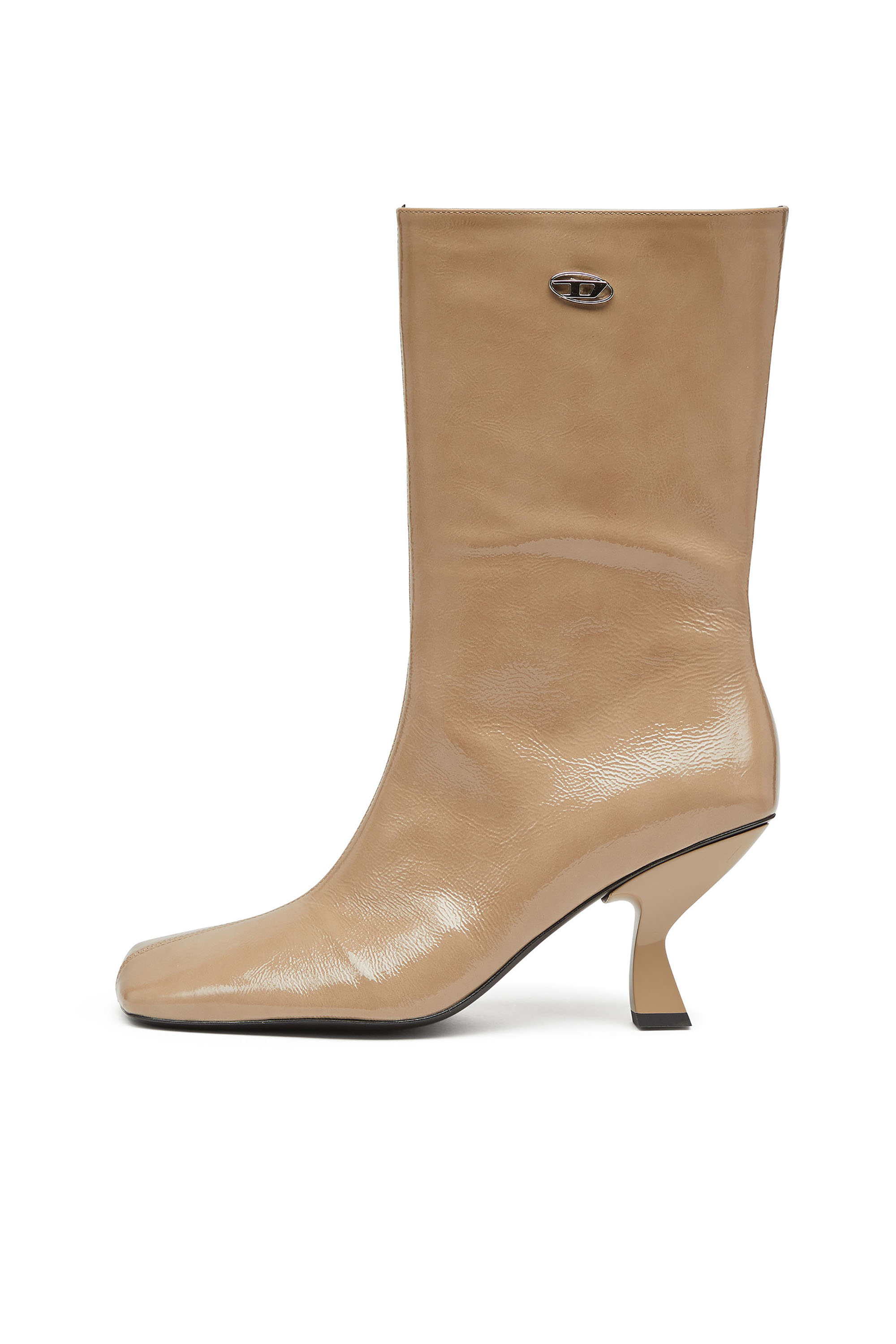 Diesel - D-AMBER TUBE 75, Damen D-Amber-Stiefeletten mit quadratischer Spitze und Naplak-Effekt in Beige - 2