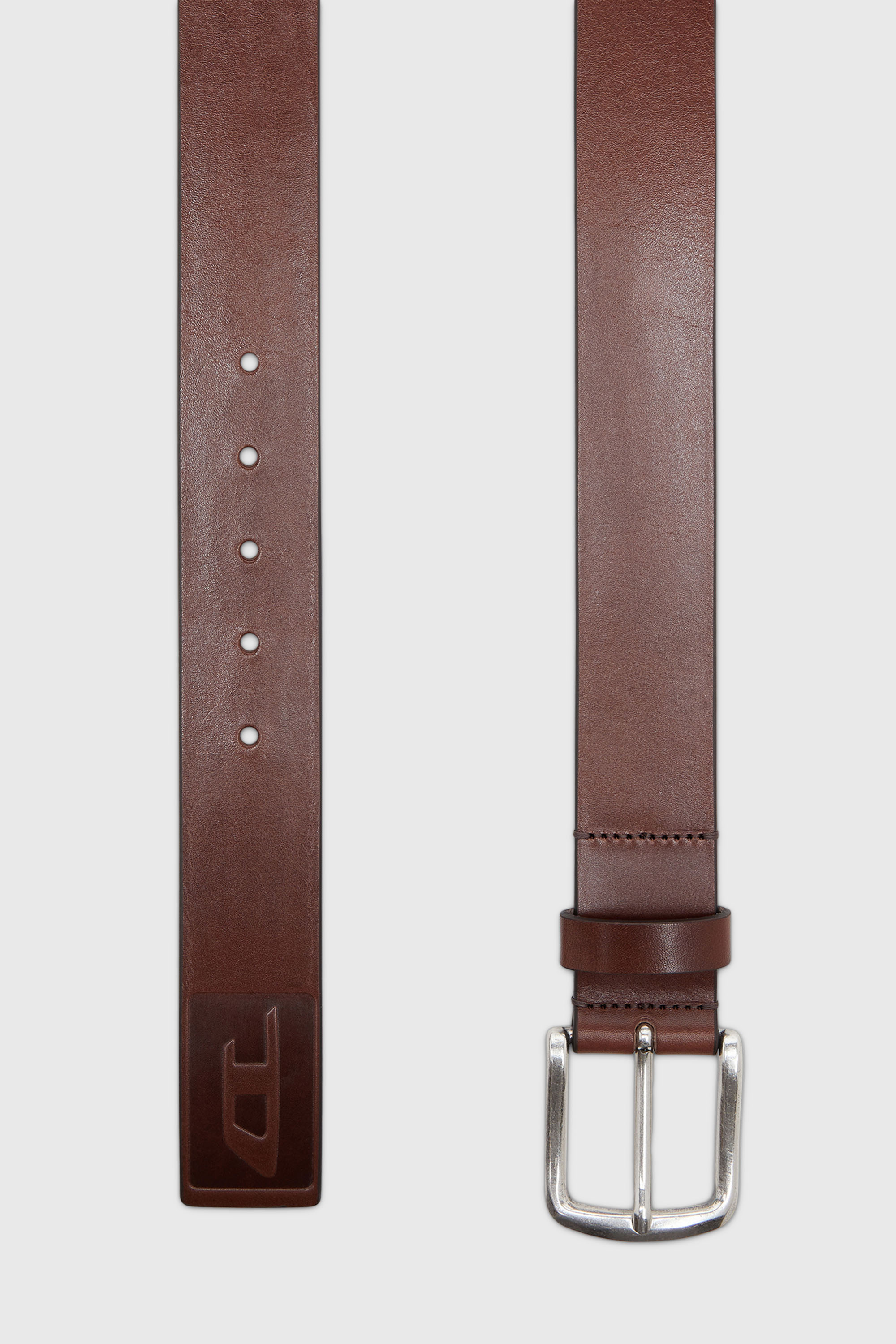 Diesel - B-FLAG-D EMBOSSED, Ceinture 4 cm en cuir avec logo grav&eacute; Homme in Marron - 2