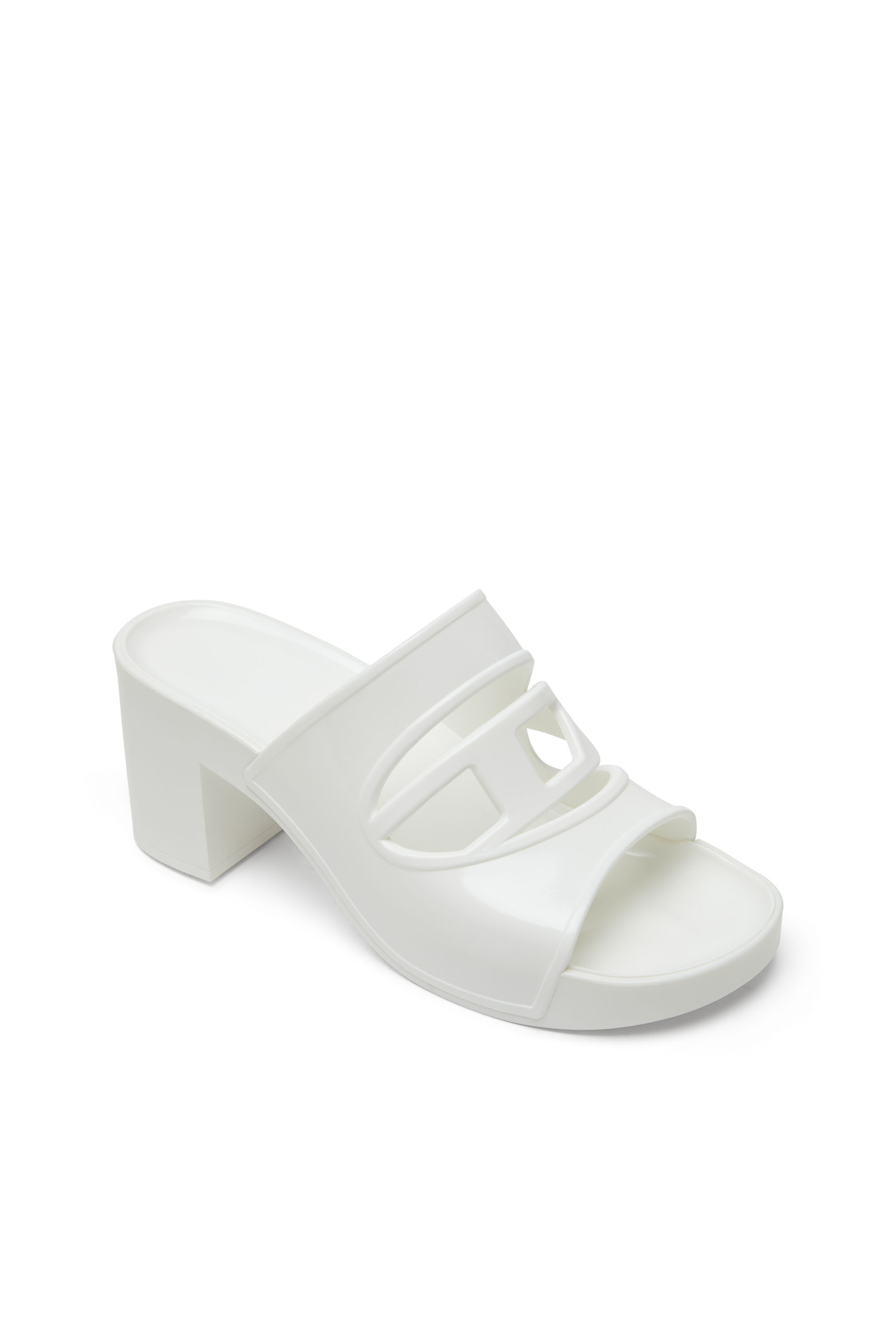 Diesel - SA-BONNIE, Sa-Bonnie-Slides en caoutchouc à talons avec logo ajouré Femme in Blanc - 6