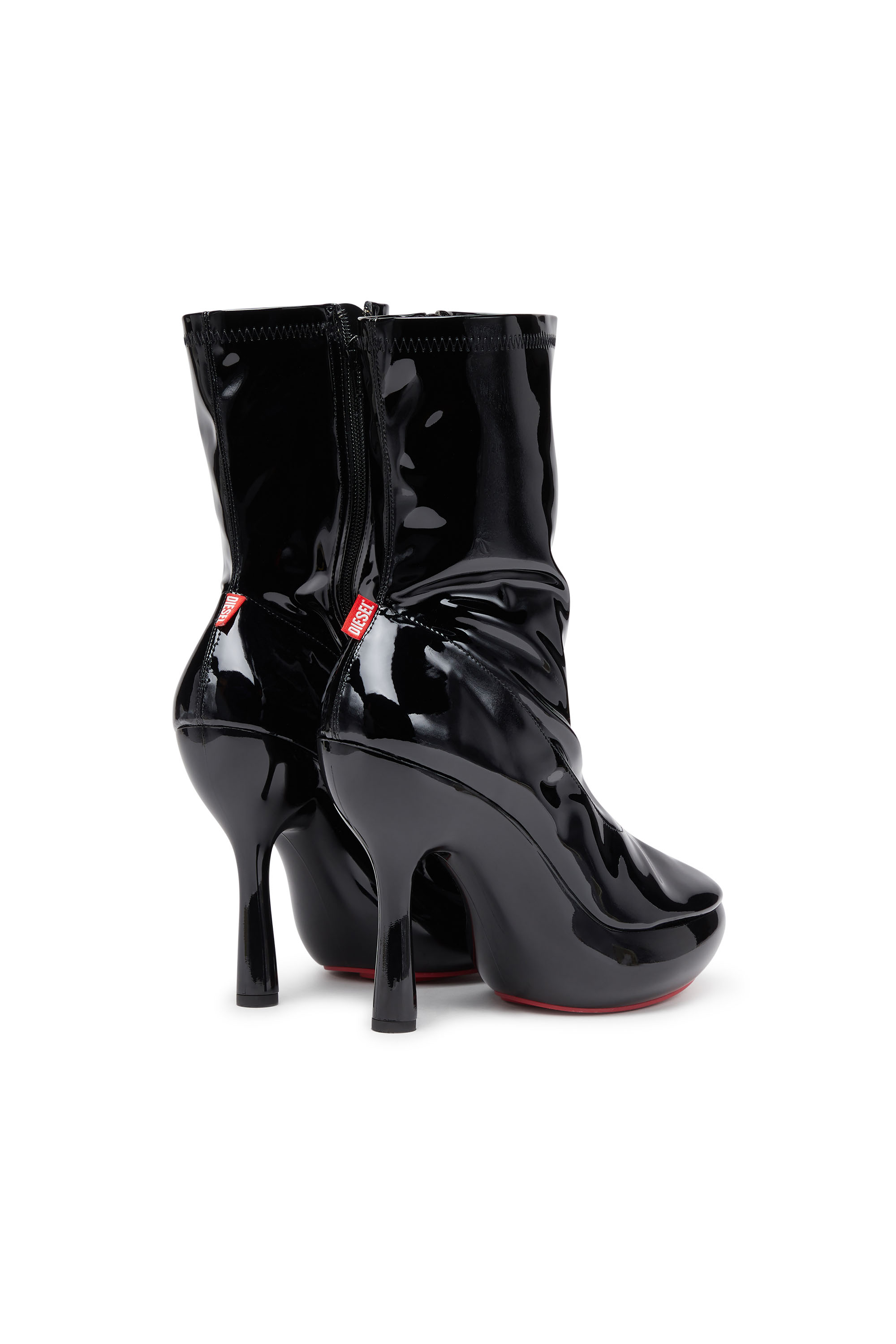 Diesel - D-LAKE PLATFORM MIDB ZIP  STRETCH, D-Lake-Bottines à plateforme en PU stretch verni Femme in Noir - 4