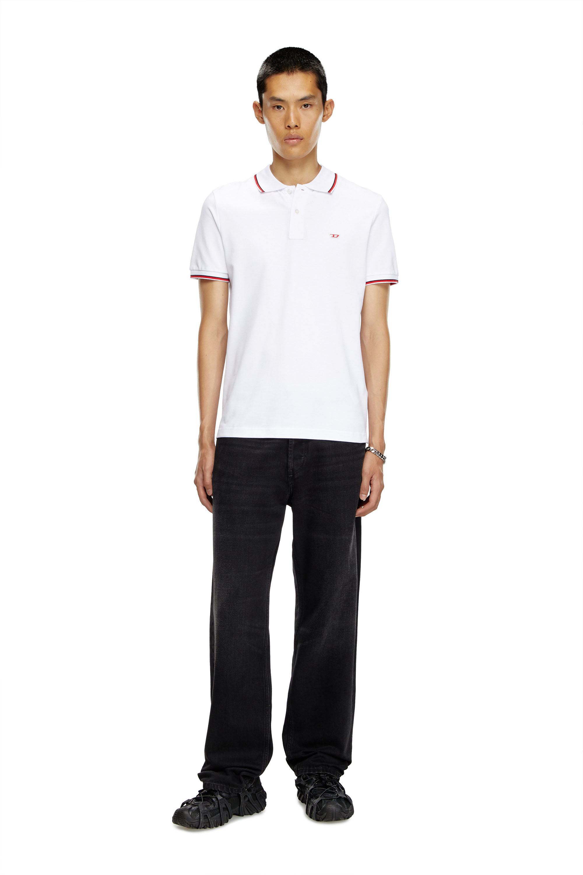 Diesel - T-SMITH-D, Homme Polo avec finitions rayées in Blanc - Image 2