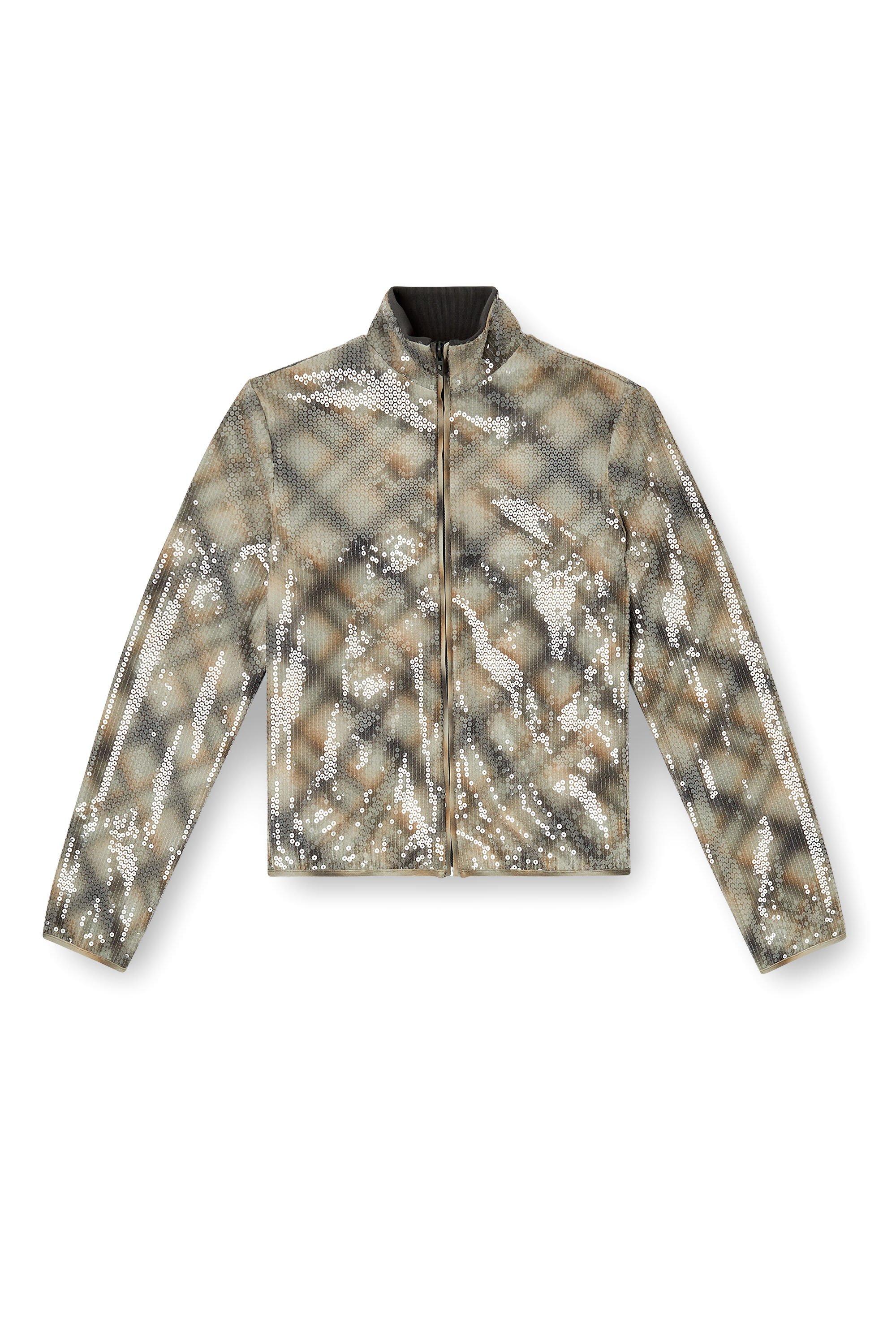 Diesel - F-EREQUINS, Damen Paillettensweater mit Karomuster in Beige/Grau - 3