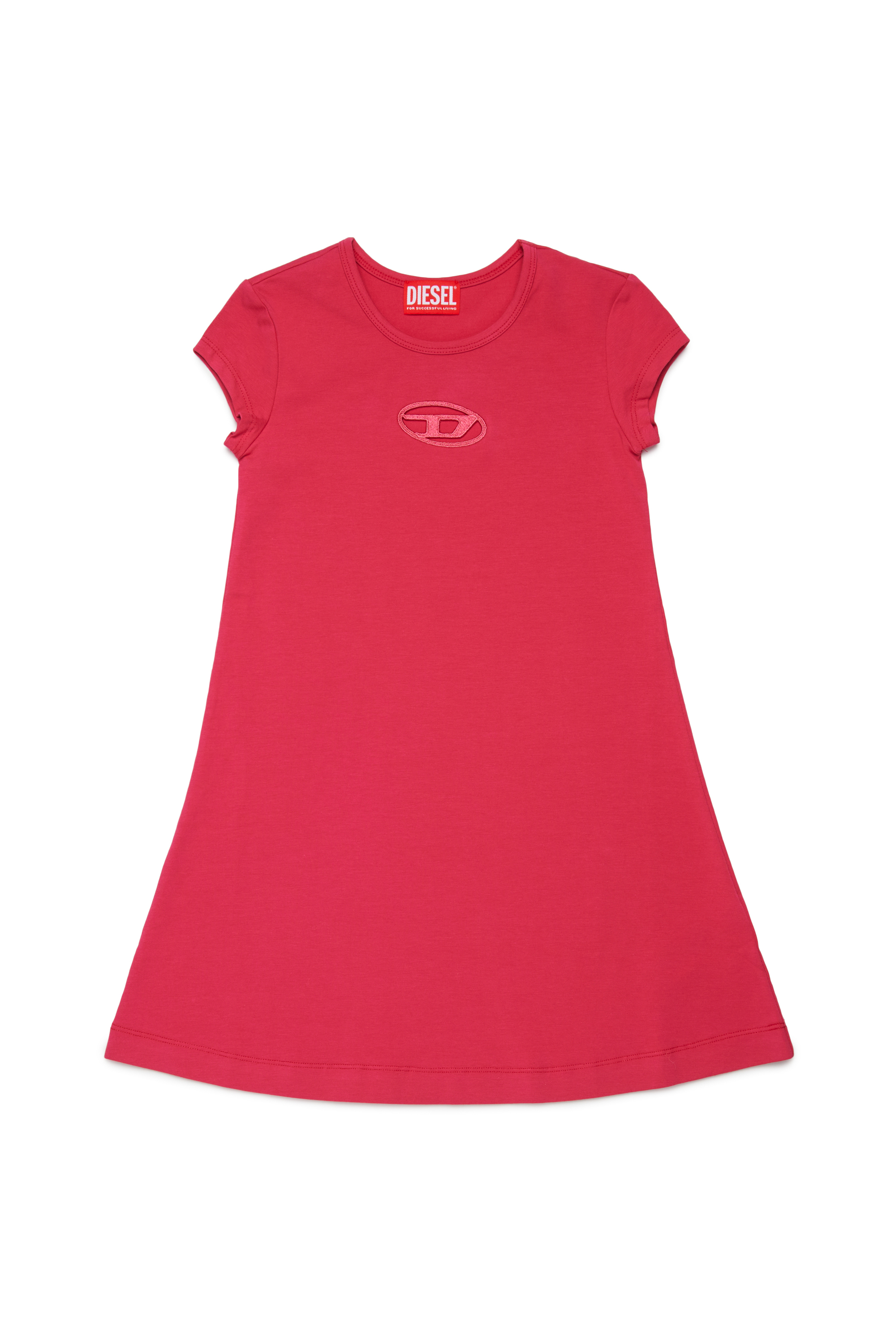 Diesel - DANGIELAM, Woman's T-shirt dress with cut-out Oval D logo in Pink - 1