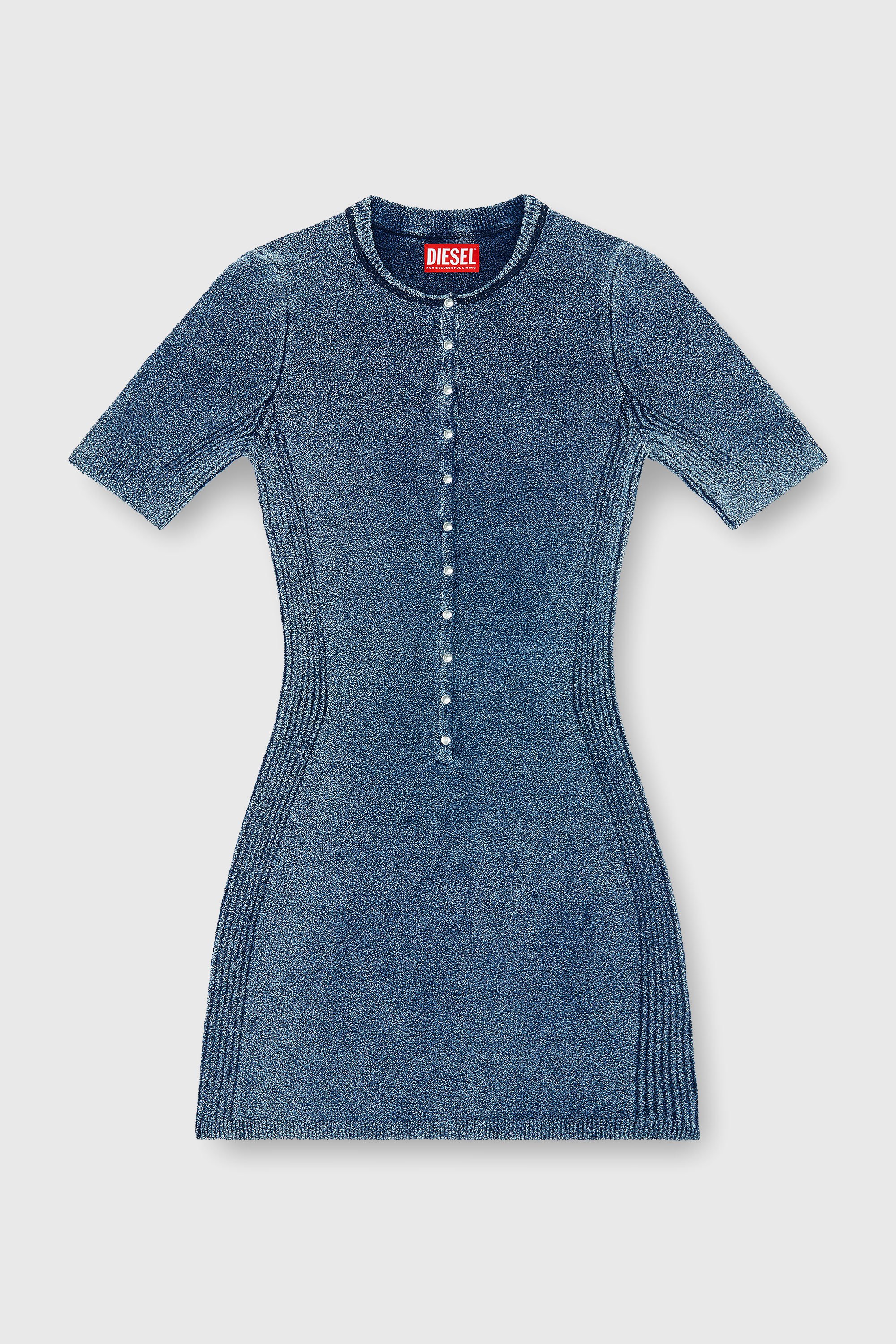 Diesel - M-ESTEE DRESS, Abito corto in maglia boucl&eacute; indigo Donna in Blu - 1