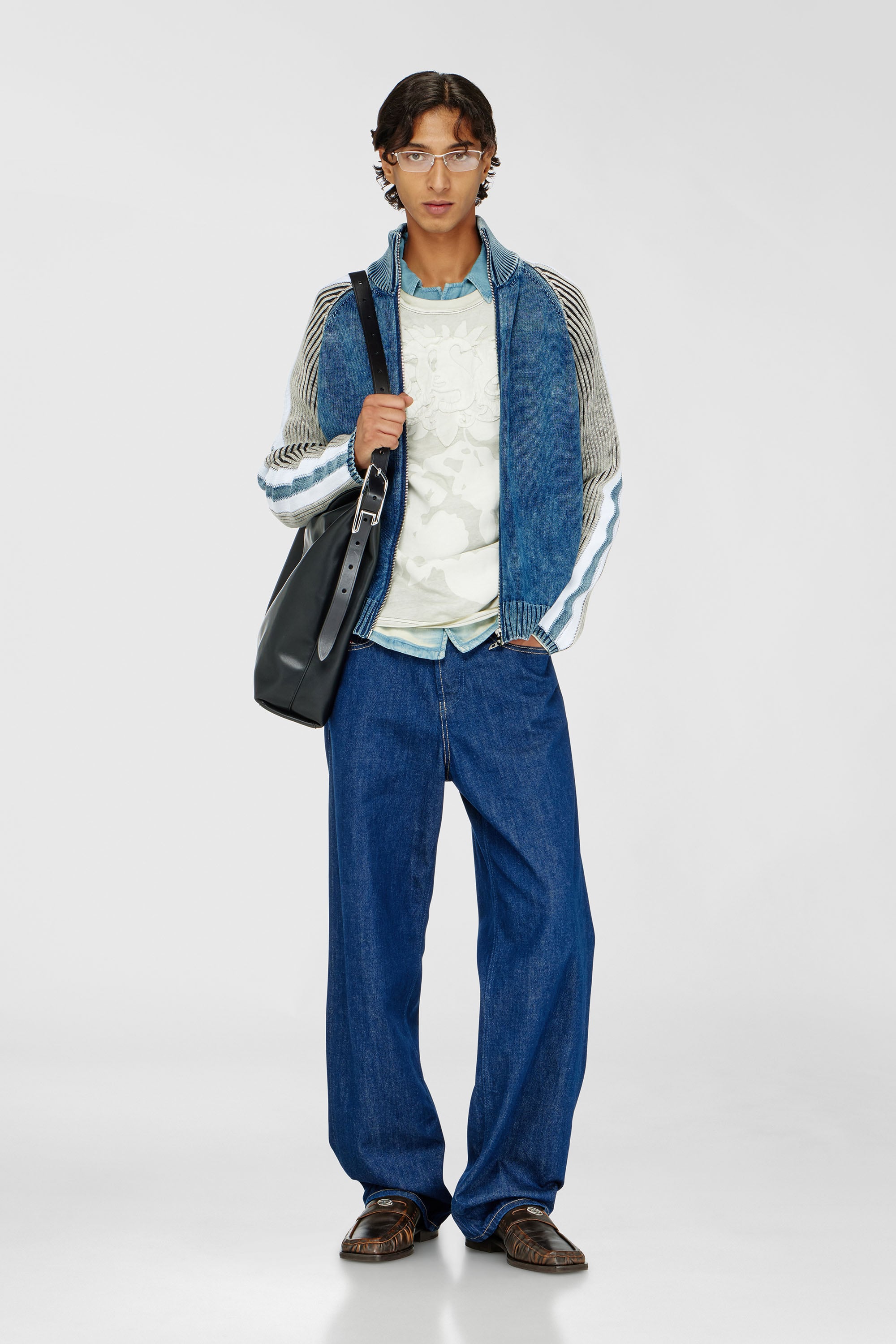 Cardigan con zip e bande sportive