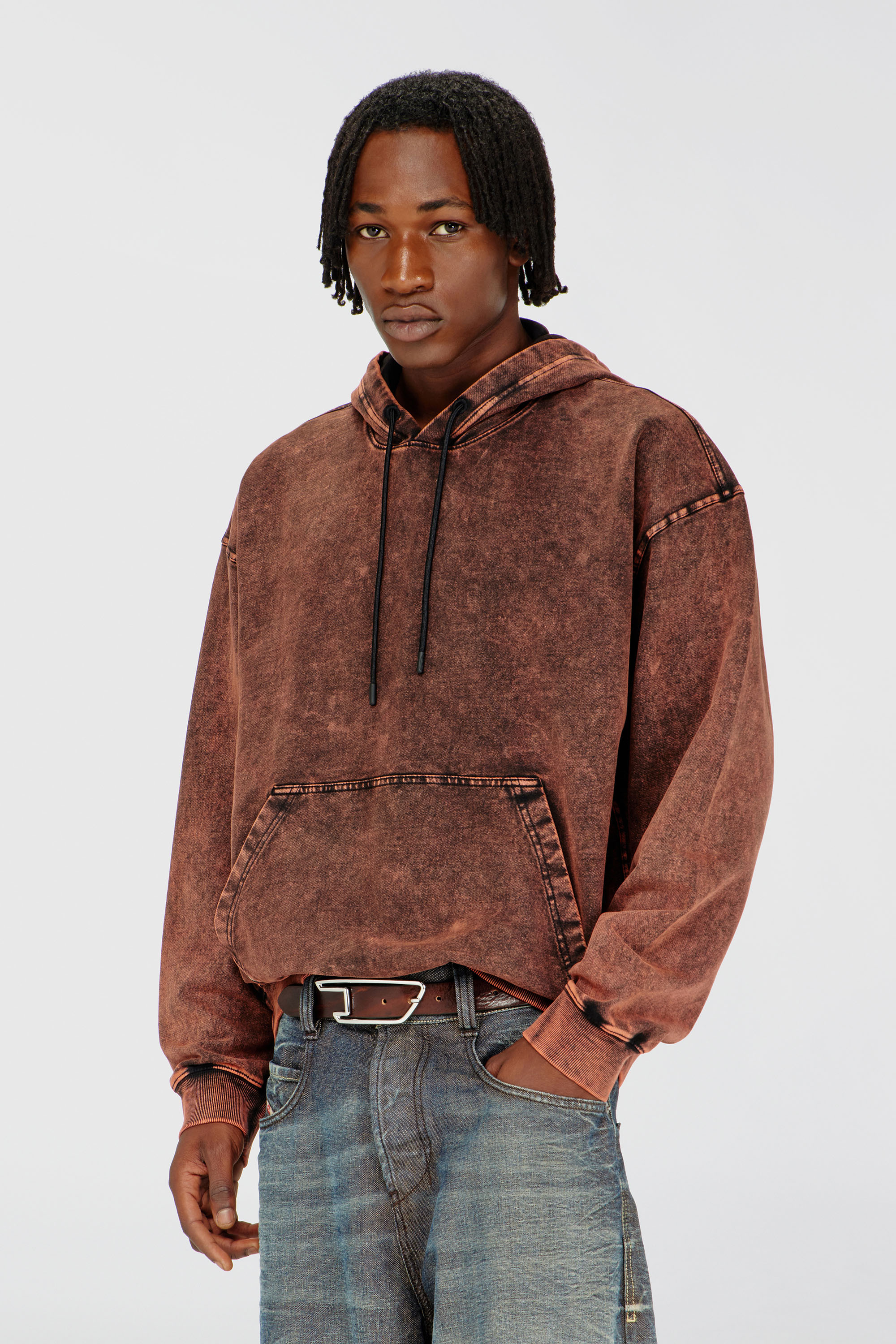 Diesel - S-BOXT-HOOD-TUK, Herren Sweatshirt mit Denim-Effekt-Behandlung in Braun - 3