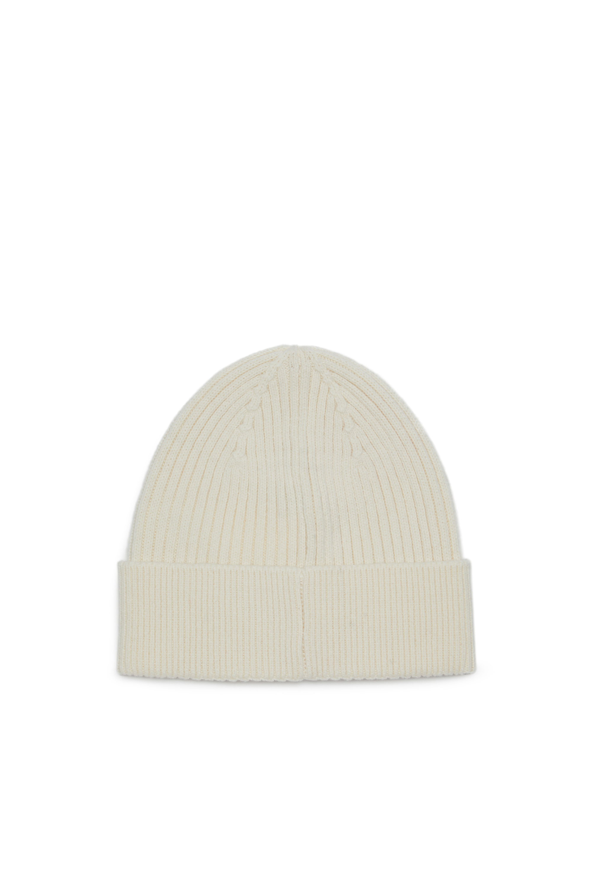 Diesel - K-CODER-H 2X2, Unisex Gerippte Beanie-Mütze mit Logo-Aufnäher in Weiß - 2