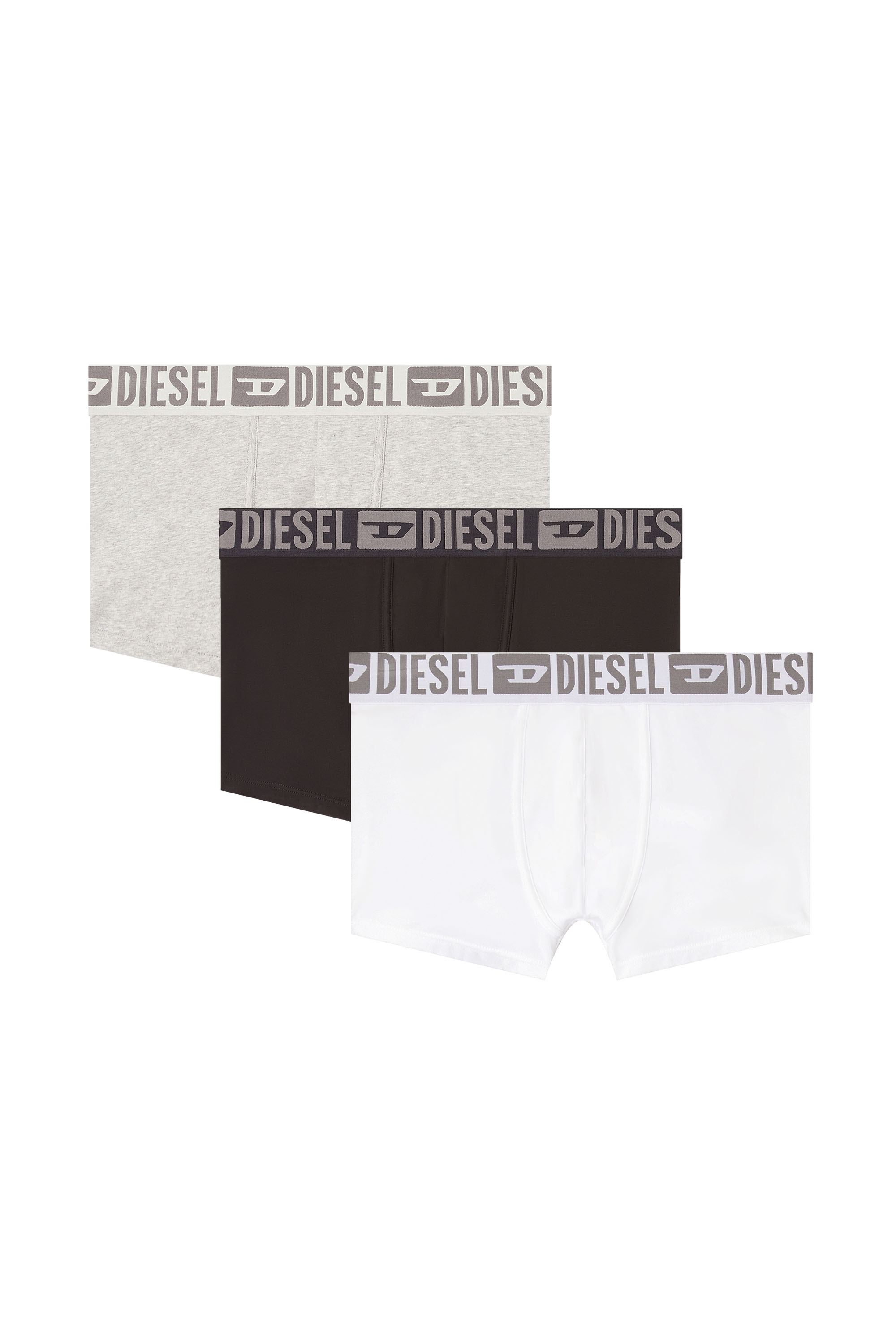 Diesel - MIKE-D-CORE-3PACK, Herren 3er-Pack Boxershorts aus Baumwollstretch mit tonalem Bund in Weiss/Schwarz - 1