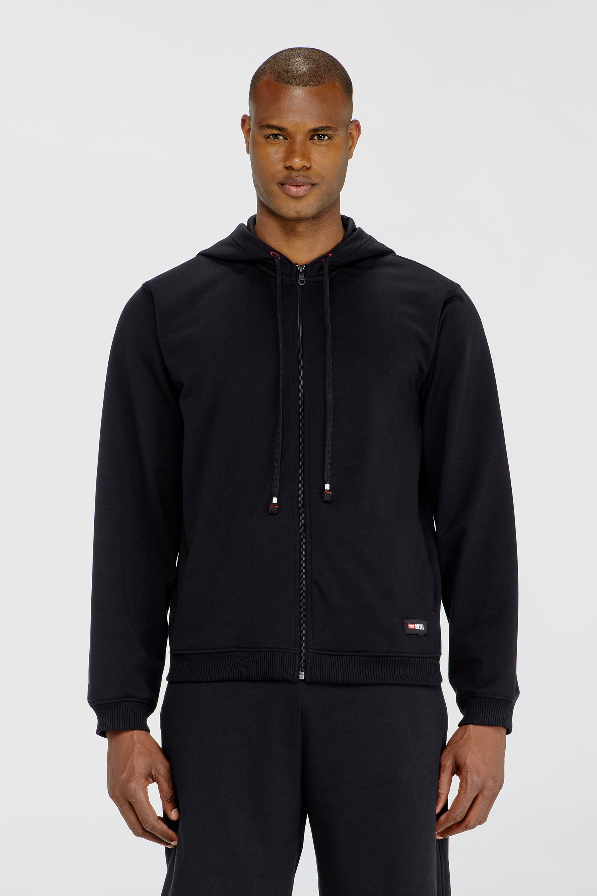 Diesel - JOY-D-CORE, Felpa con cappuccio in misto cotone smerigliato Uomo in Nero - 1