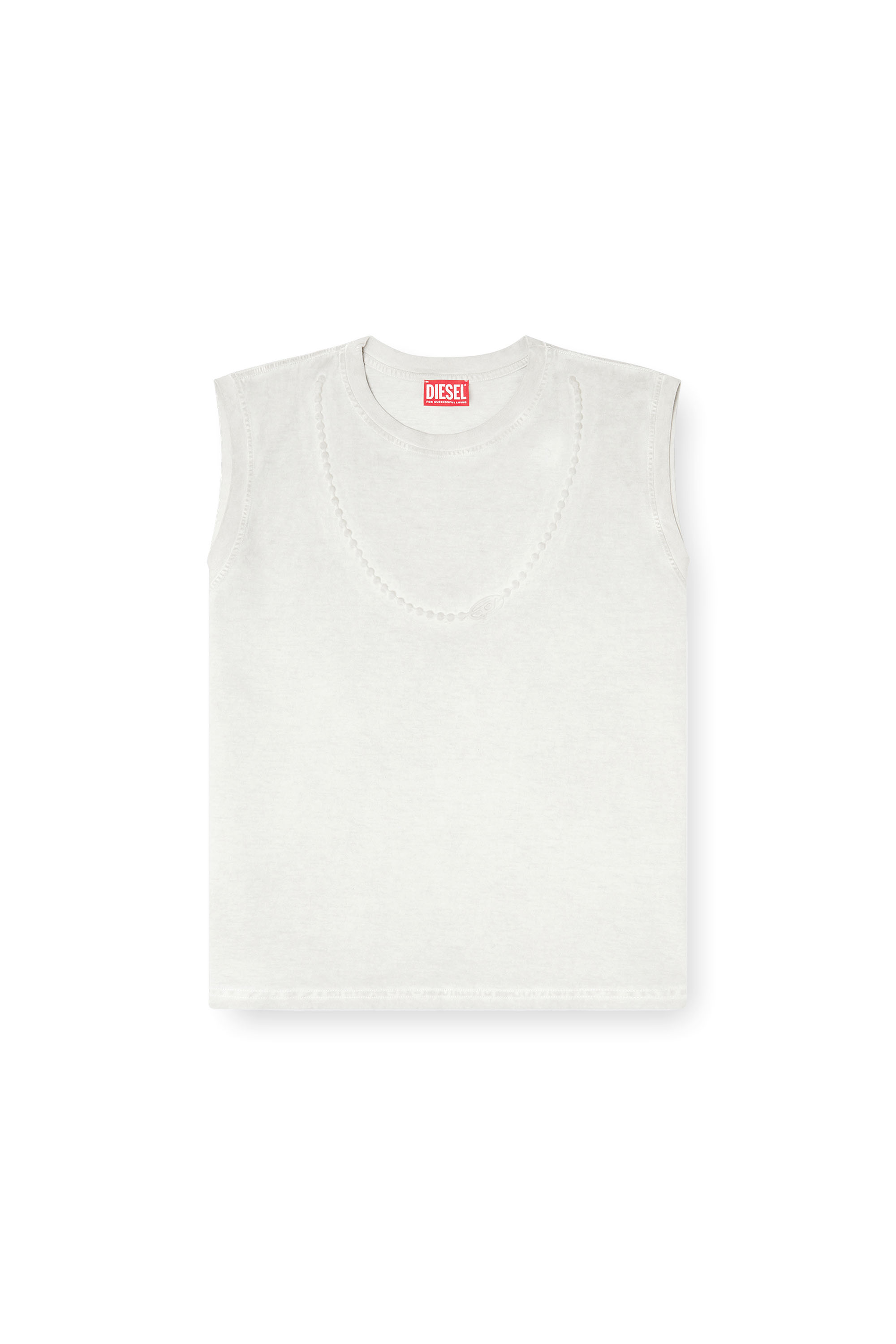 Diesel - T-EMBEJ, T-shirt sans manches avec chaîne embossée Femme in Blanc - 2