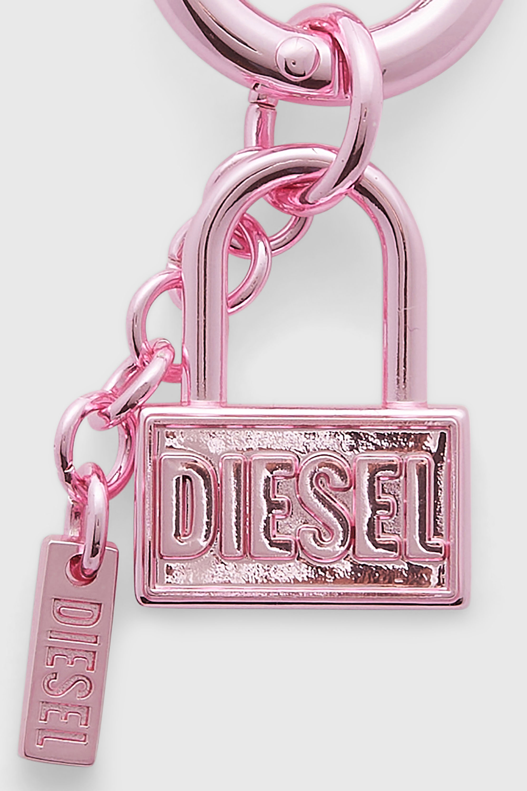 Diesel - CHARM-LOCK, Porte-cl&eacute;s en m&eacute;tal avec motif cadenas Mixte in Rose - 3