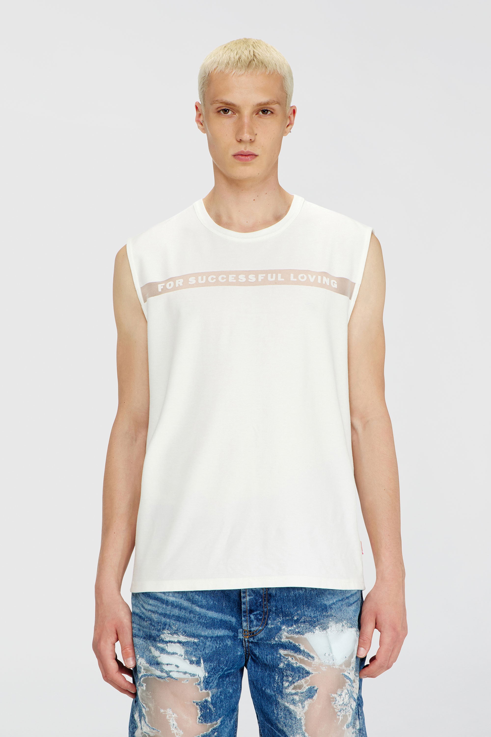 Diesel - PR-T-NORM-BISC-MATI-R, Canotta con logo For Successful Loving Unisex in Bianco - 2
