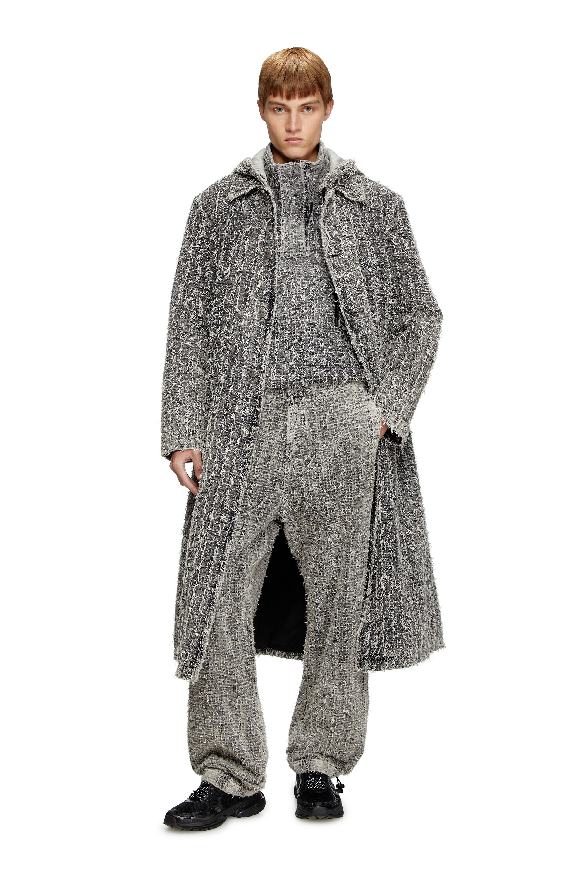 Diesel - D-JACK-S, Cappotto con cappuccio in denim bouclé Unisex in Nero - 2