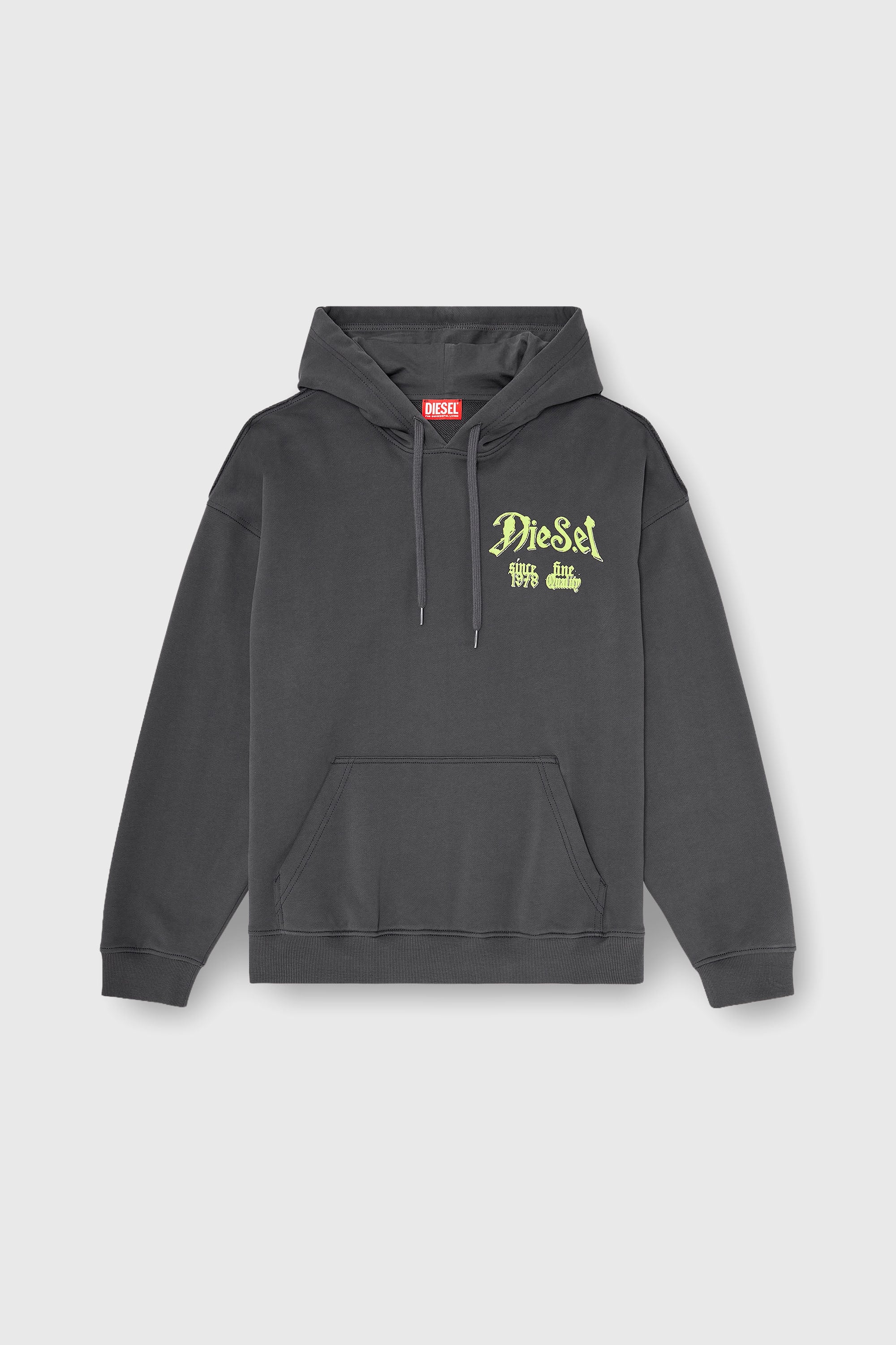 Diesel - S-BOXT-HOOD-AA2, Man's Cotton hoodie with flocked graphics in Dark grey - 2