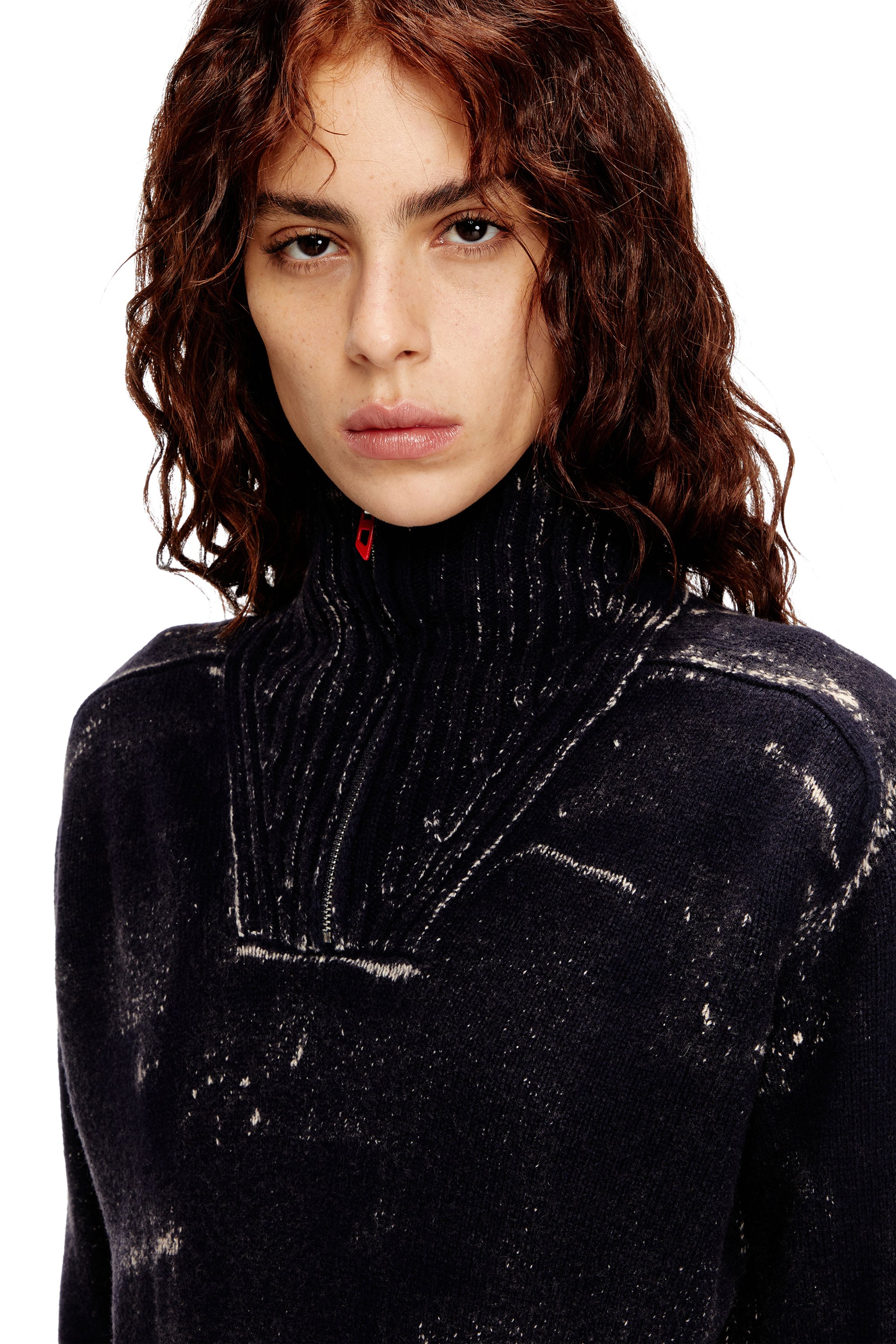 Diesel - M-MARCELLE, Robe midi en maille m&eacute;lang&eacute;e trait&eacute;e Femme in Noir - 4