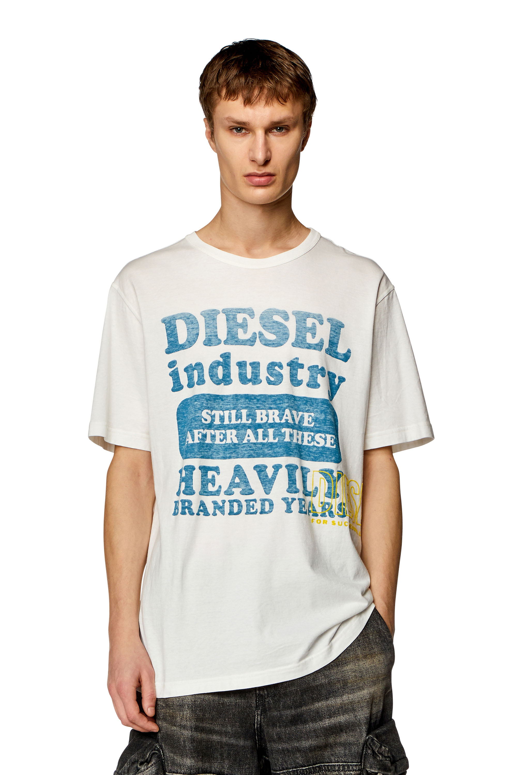 Diesel - T-JUST-N9, Man T-shirt with inside-out logo print in White - Image 1