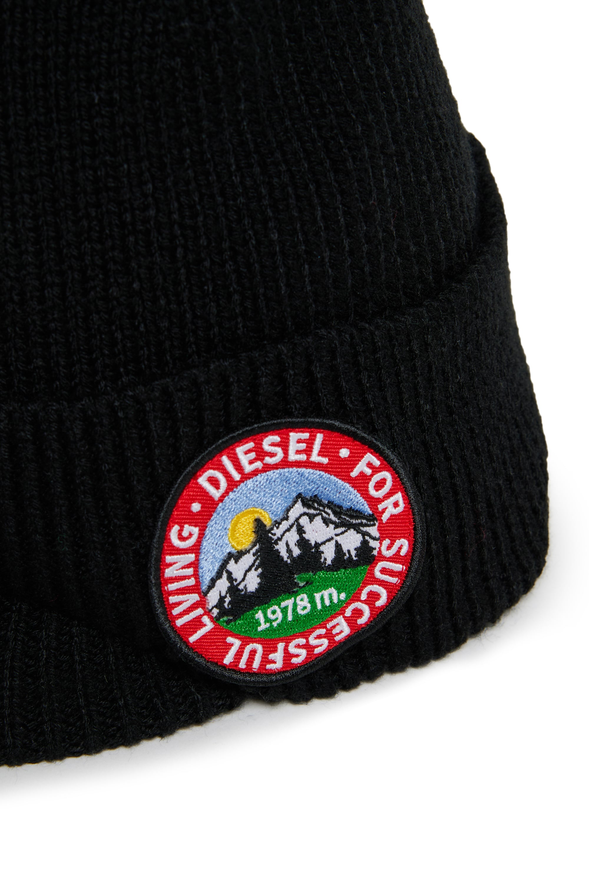 Diesel - FMONTI, Bonnet &agrave; visi&egrave;re en maille de laine c&ocirc;tel&eacute;e Mixte in Noir - 3