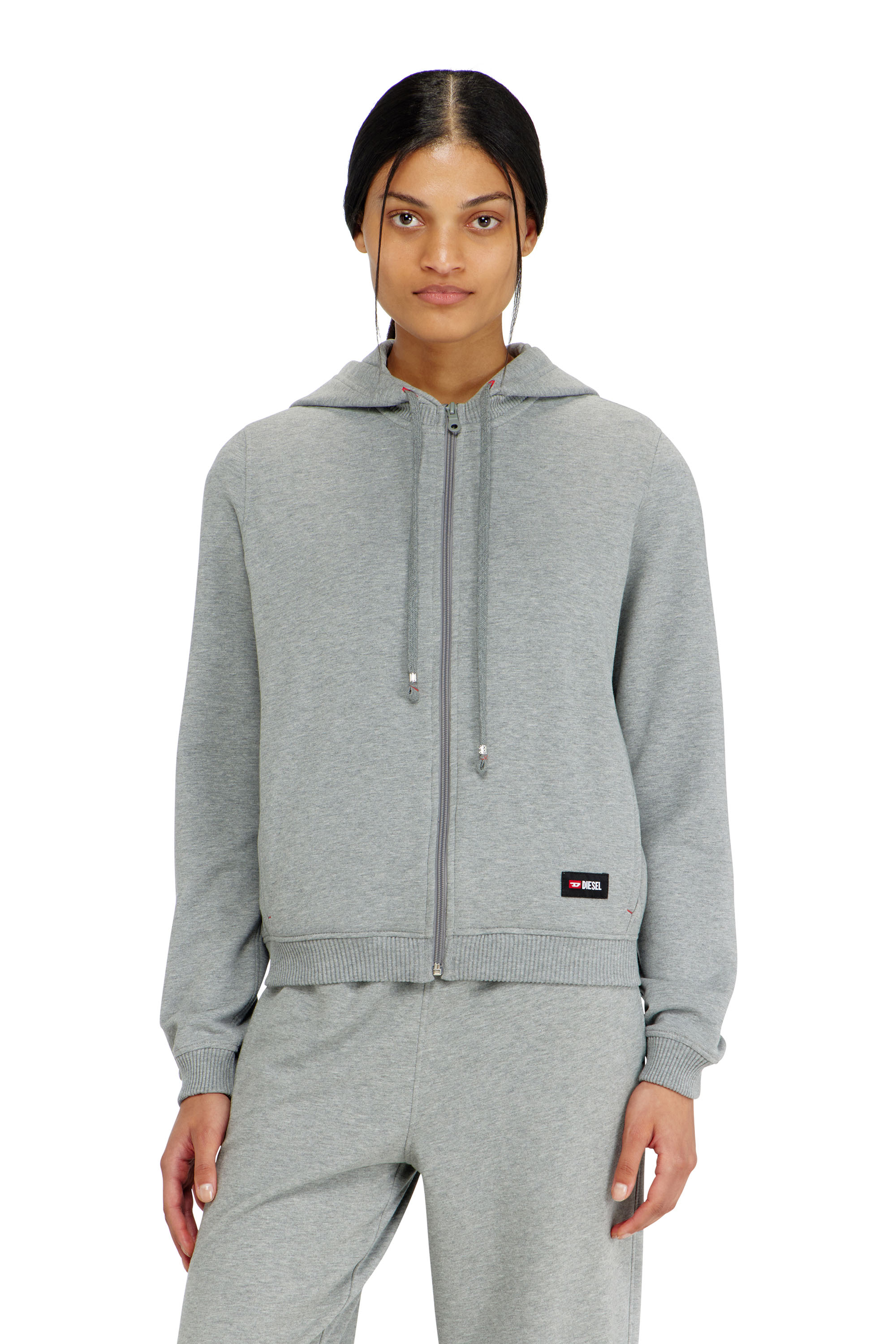 Diesel - HARRIET-D-CORE, Sweat &agrave; capuche en m&eacute;lange de coton gratt&eacute; Femme in Gris - 2