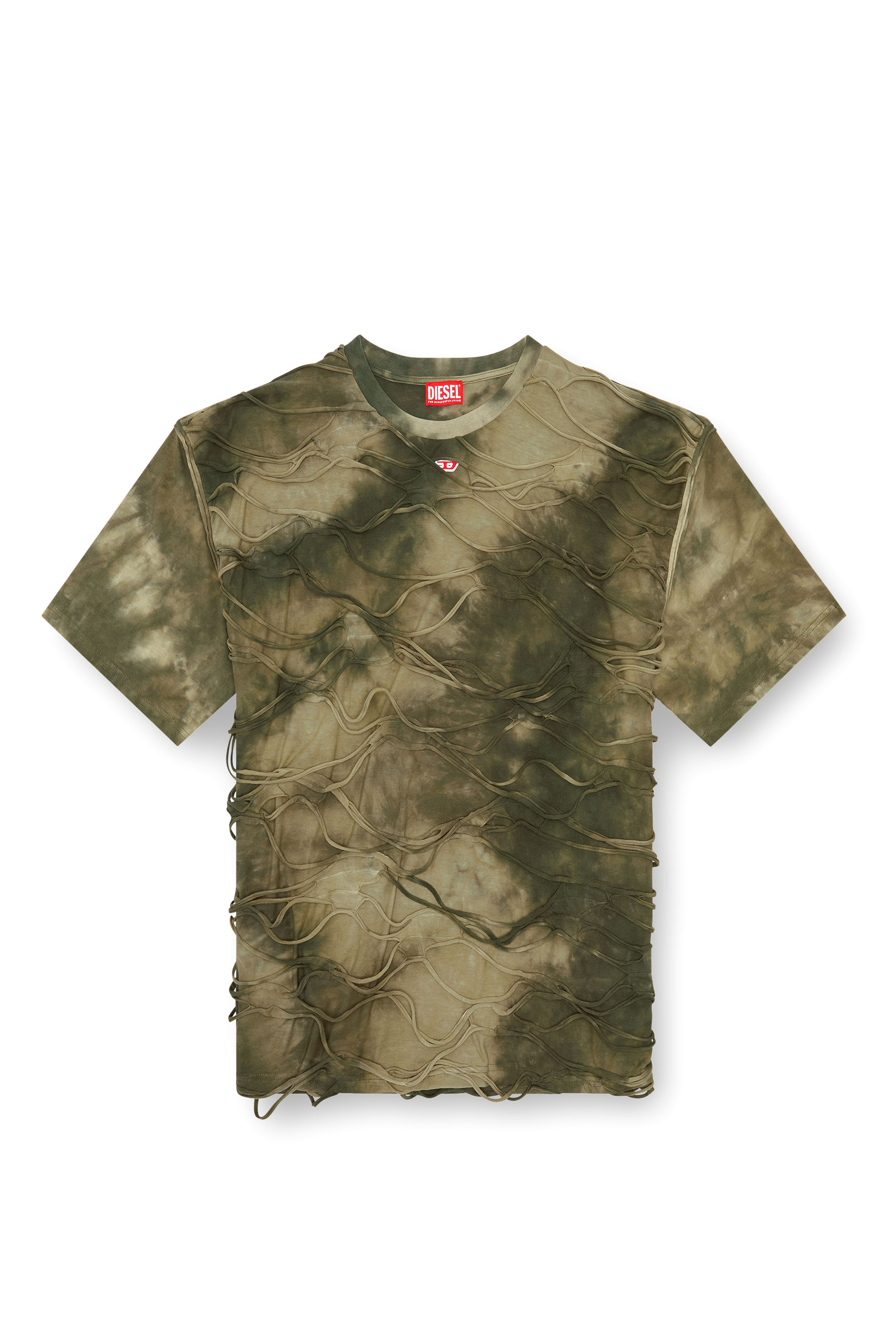 Diesel - T-BOXKET, Homme T-shirt avec fils flottants in Vert - Image 3