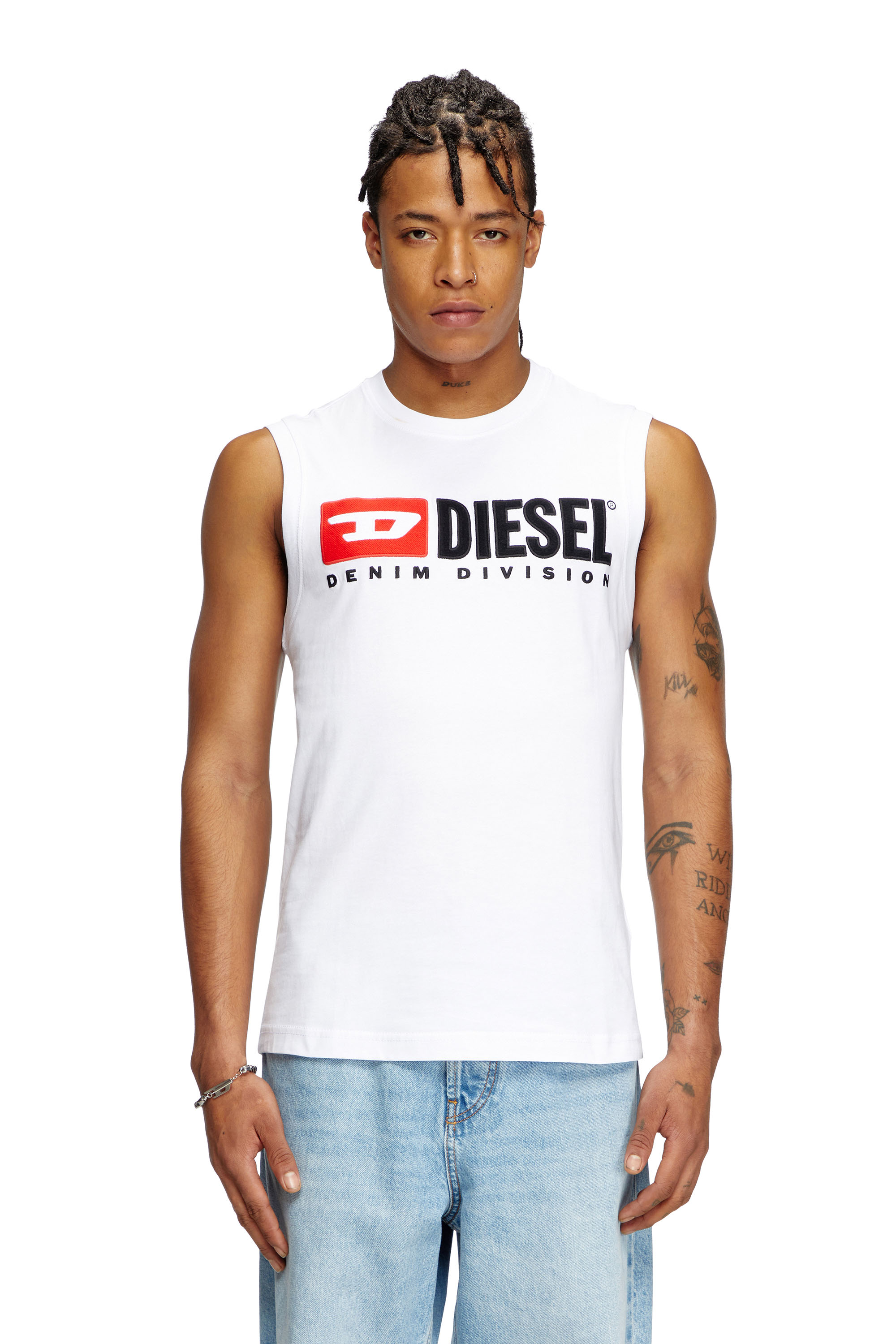 Diesel - T-ISCO-DIV, Débardeur avec logo imprimé sur le devant Homme in Blanc - 1