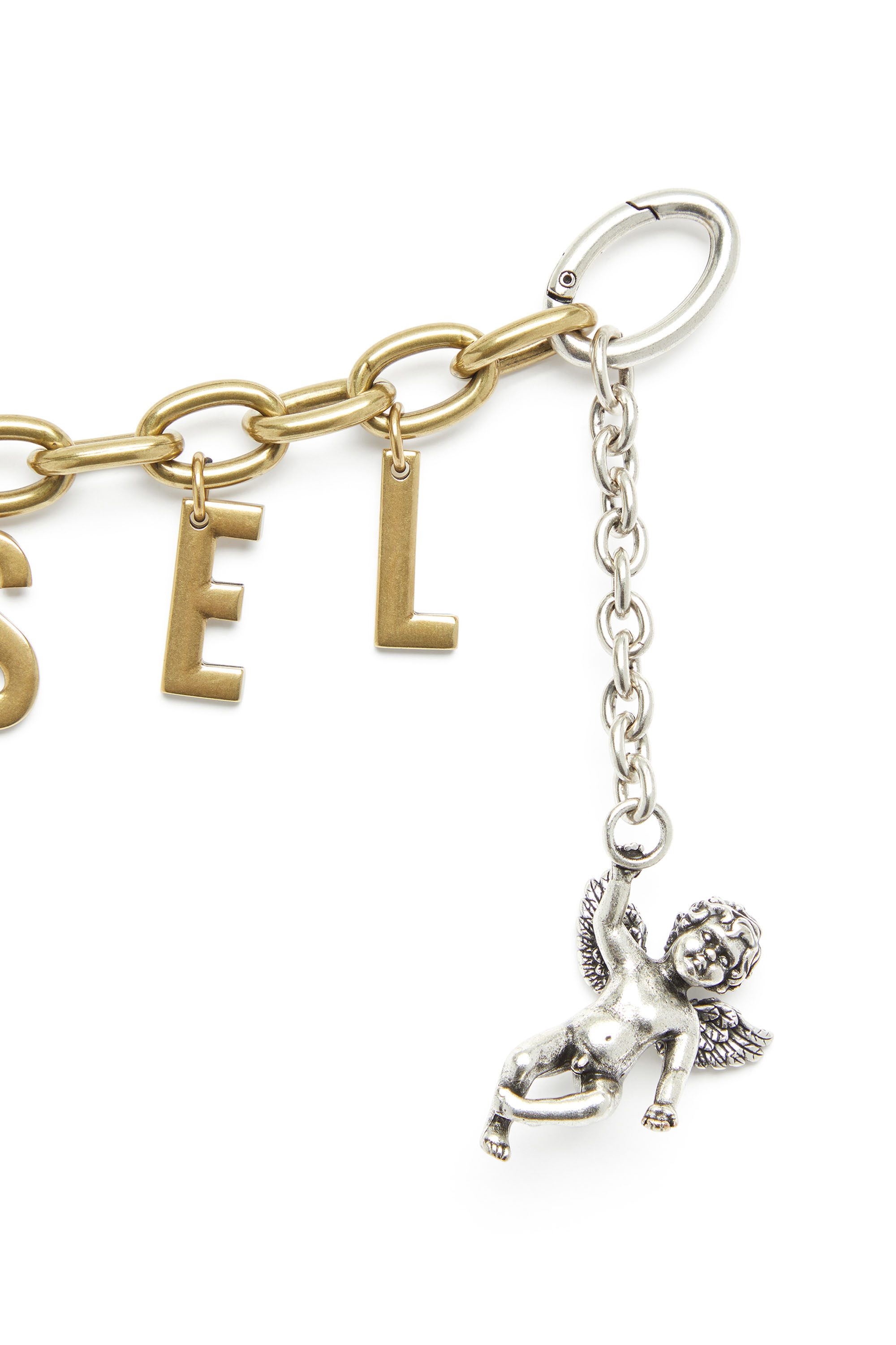 Diesel - CHAIN-D III S, Charm lettera in metallo con cherubino Donna in Oro - 3
