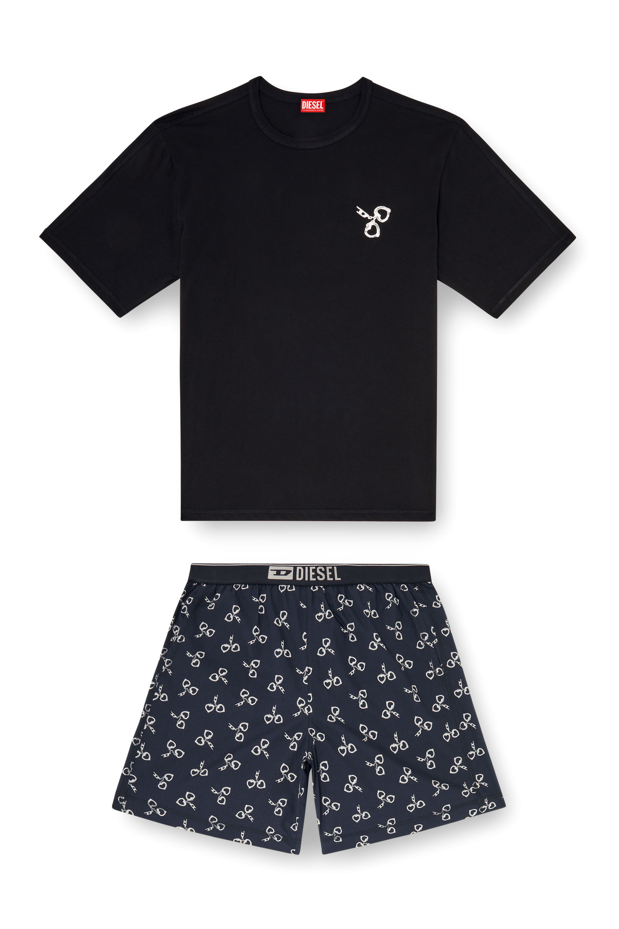 Diesel - KIT-JAMES-D-BOX, Herren Baumwoll-Pyjama-Set mit Handschellen-Print in null - 2