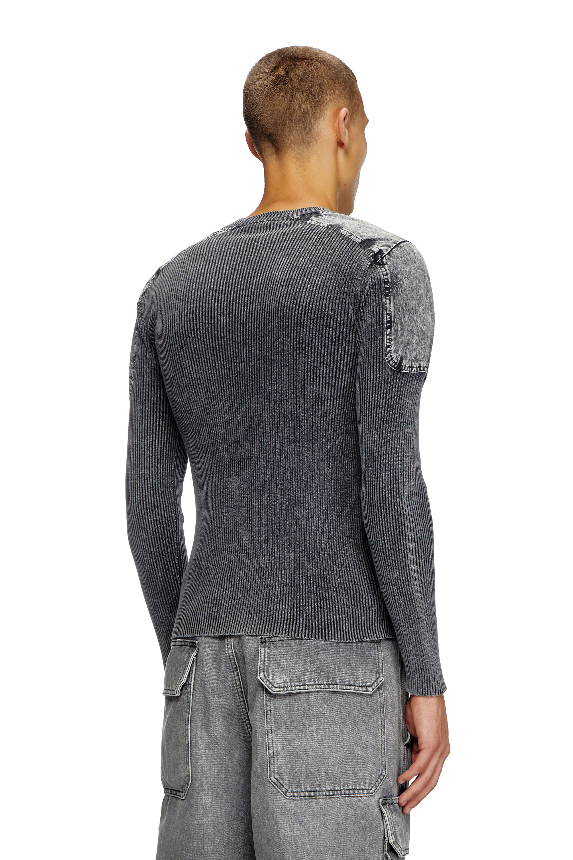 Diesel - K-MARTIN, Maglia con spalle a contrasto Uomo in Grigio - 4