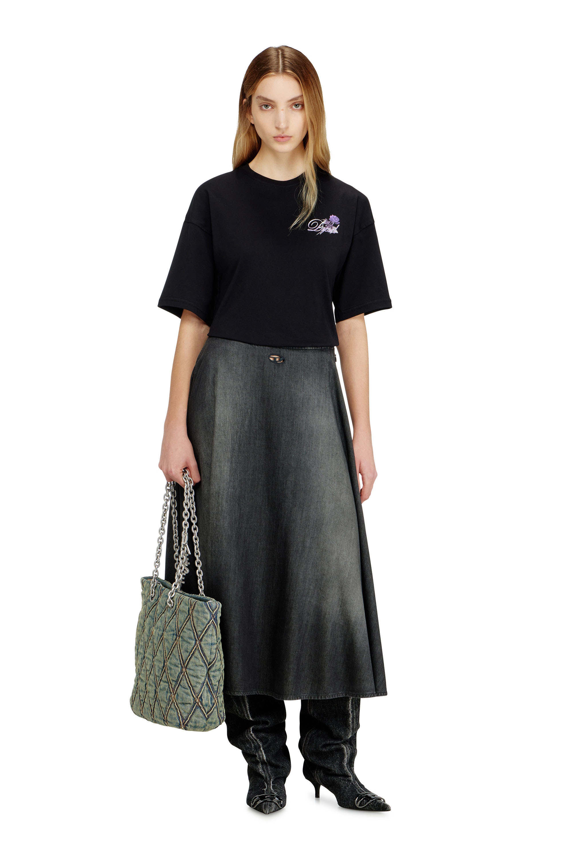 Diesel - CHARM-D SHOPPER M, Charm-D M-Tote in denim a rombi Donna in Blu - 1