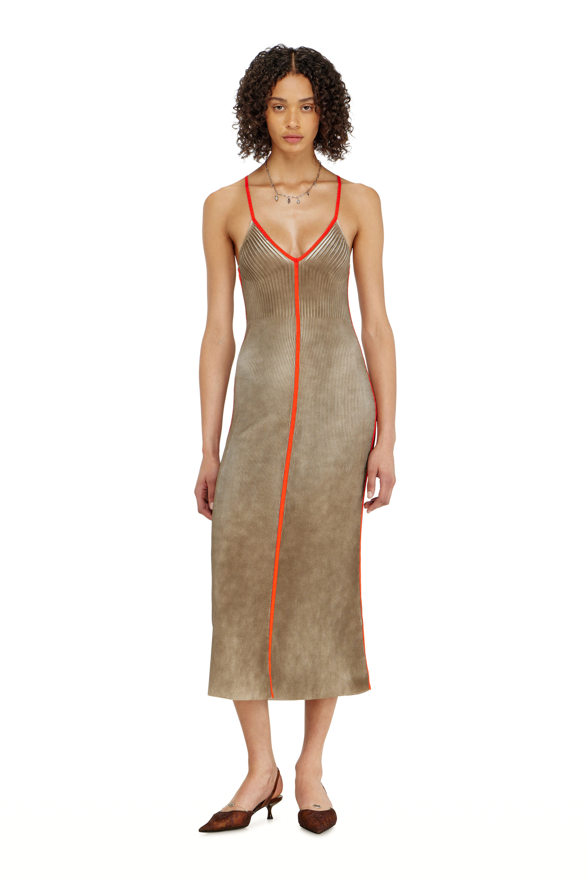Diesel - M-SARMELA, Abito midi in maglia a costine con bande a contrasto Donna in Multicolor - 3
