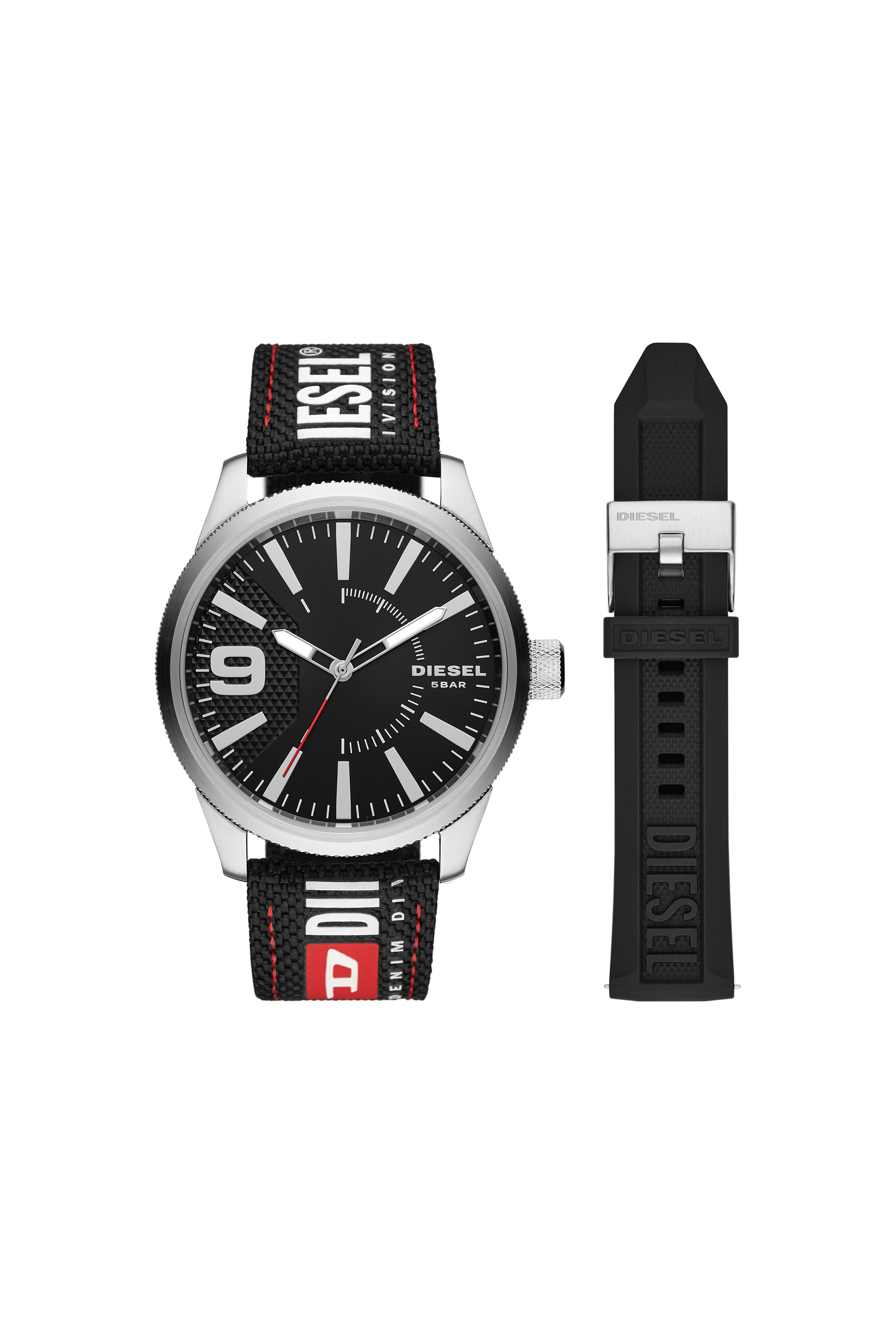 Diesel - DZ1906, Herren Rasp NSBB-Armbanduhr mit drei Zeigern und schwarzem Nylonarmband in Schwarz - 1