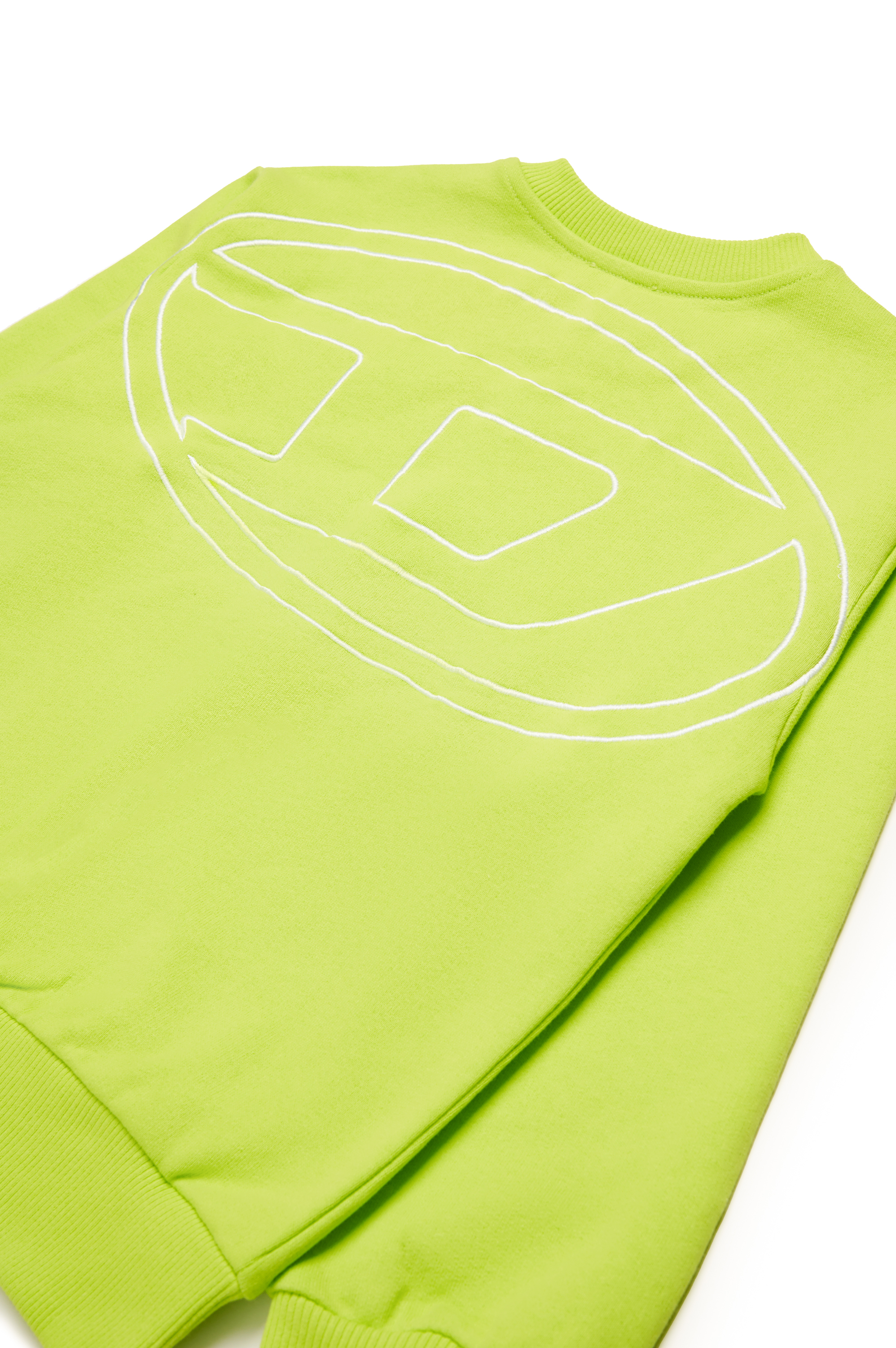 Diesel - SROBMEGOVALD OVER, Herren Sweatshirt mit großer Oval D-Stickerei in Neongrün - 3