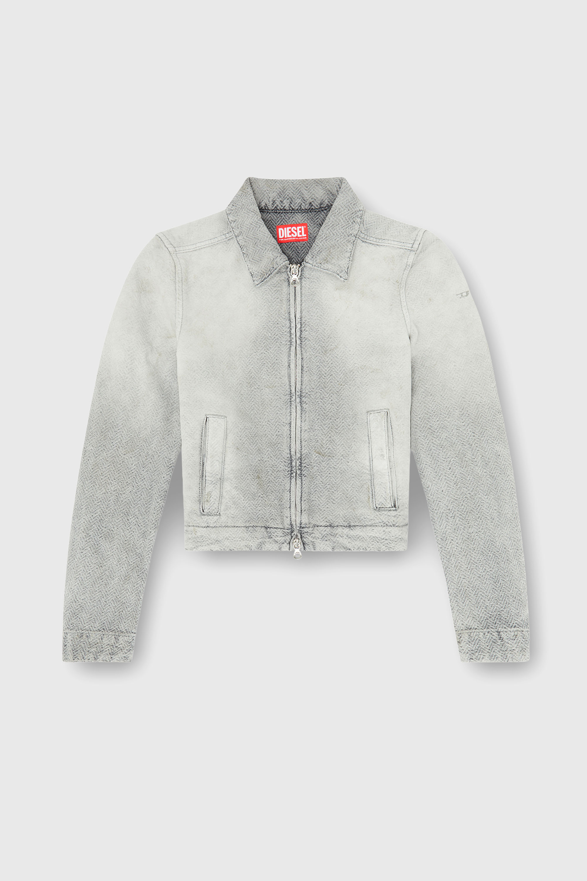 Diesel - DE-CORB, Veste en denim chevron effet us&eacute; Femme in Gris - 2