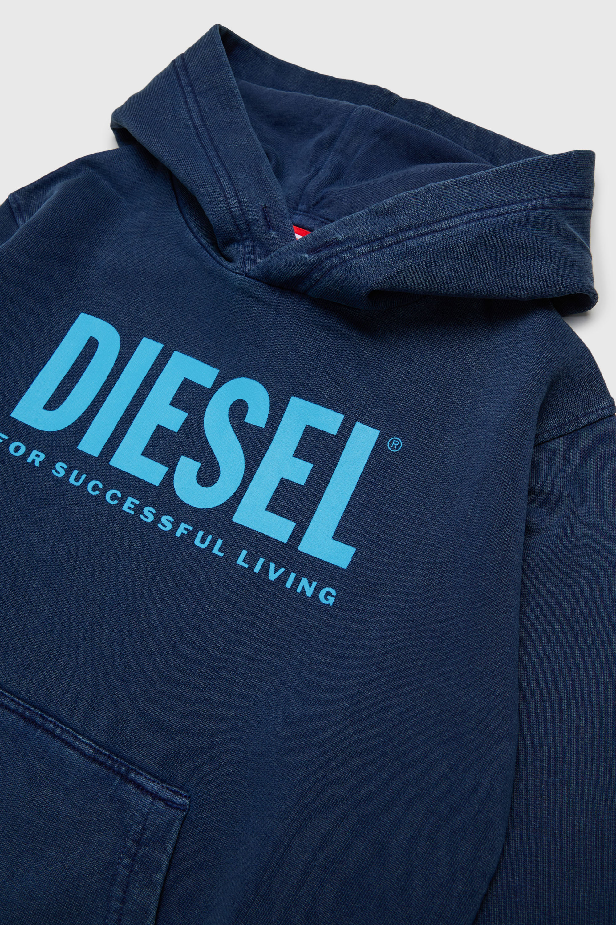 Diesel - STISEL OVER, Sweat &agrave; capuche avec maxi logo imprim&eacute; Homme in Bleu - 3