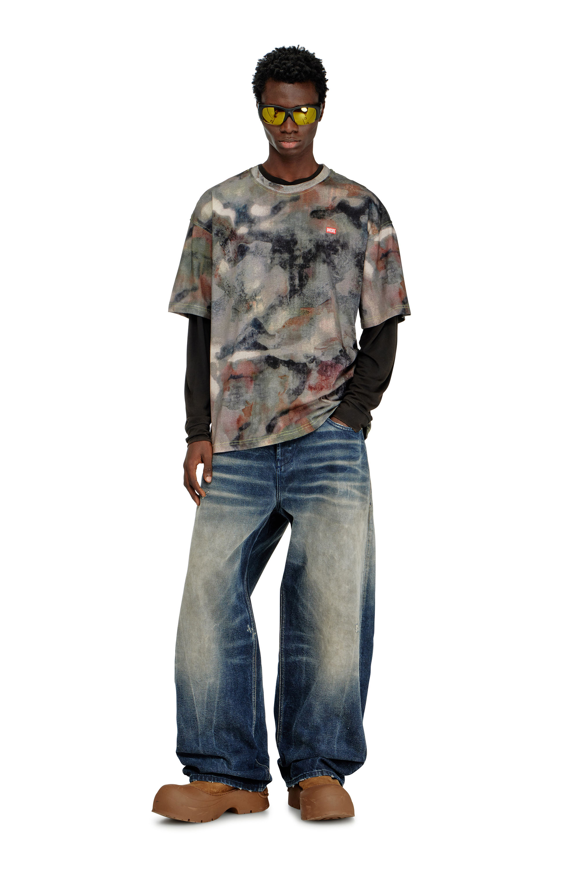 Diesel - T-BOXT-V7, T-shirt in cotone pesante con stampa camouflage Uomo in Multicolor - 2