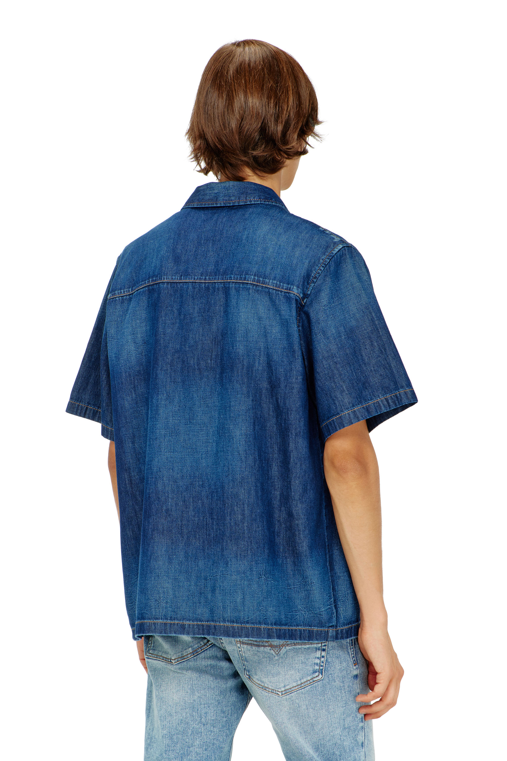 Diesel - D-NABIL-D, Camicia in denim a maniche corte Uomo in Blu - 4