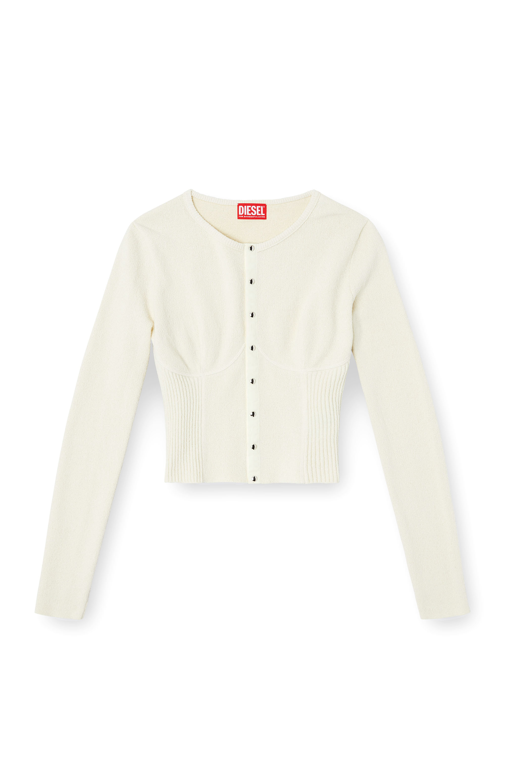 Diesel - M-LESTA, Cardigan cropped in stile bustier Donna in Bianco - 3