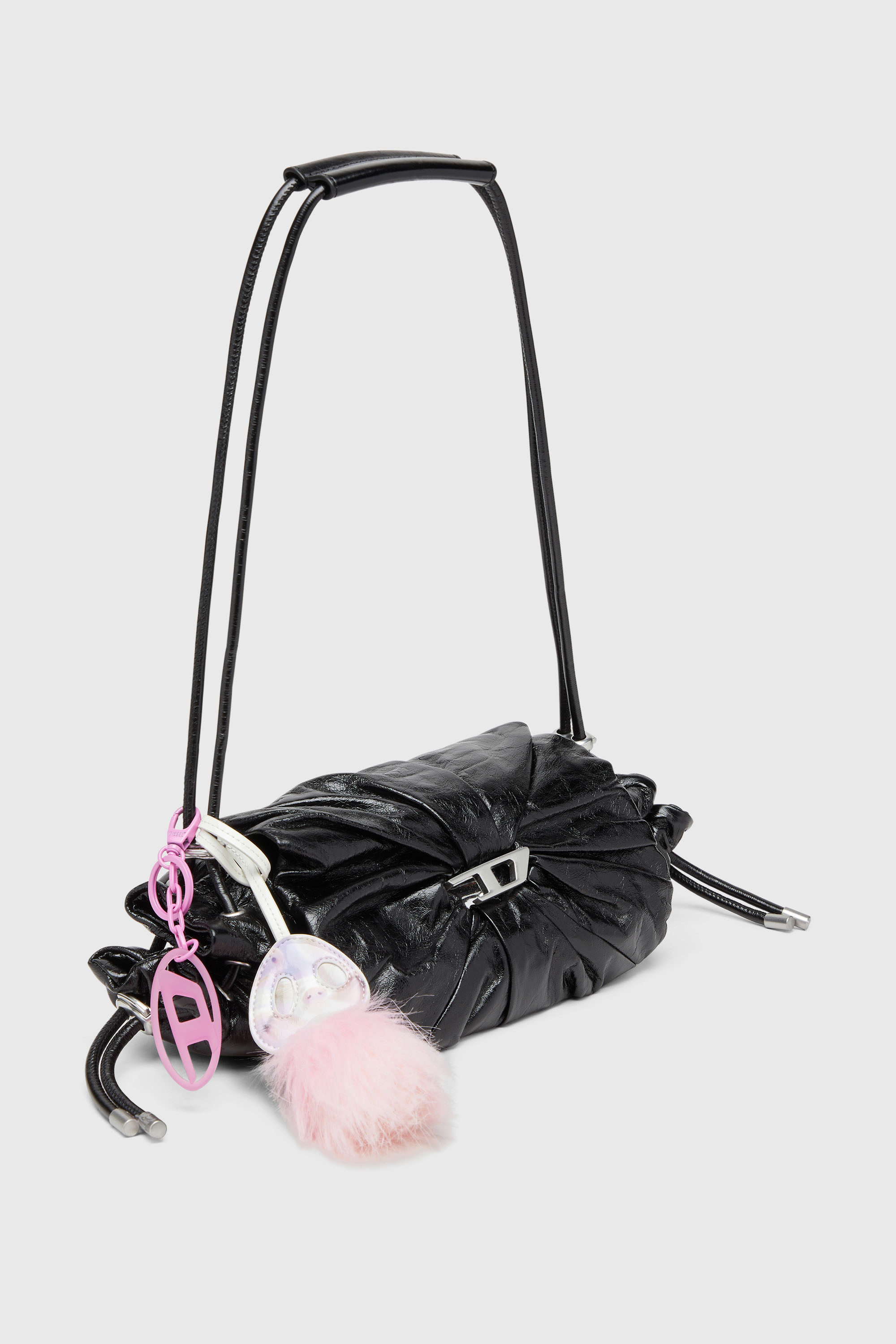 Diesel - SCRUNCH-D SHOULDER S, Scrunch-D-Petit sac &agrave; bandouli&egrave;re en cuir froiss&eacute; Femme in Noir - 2
