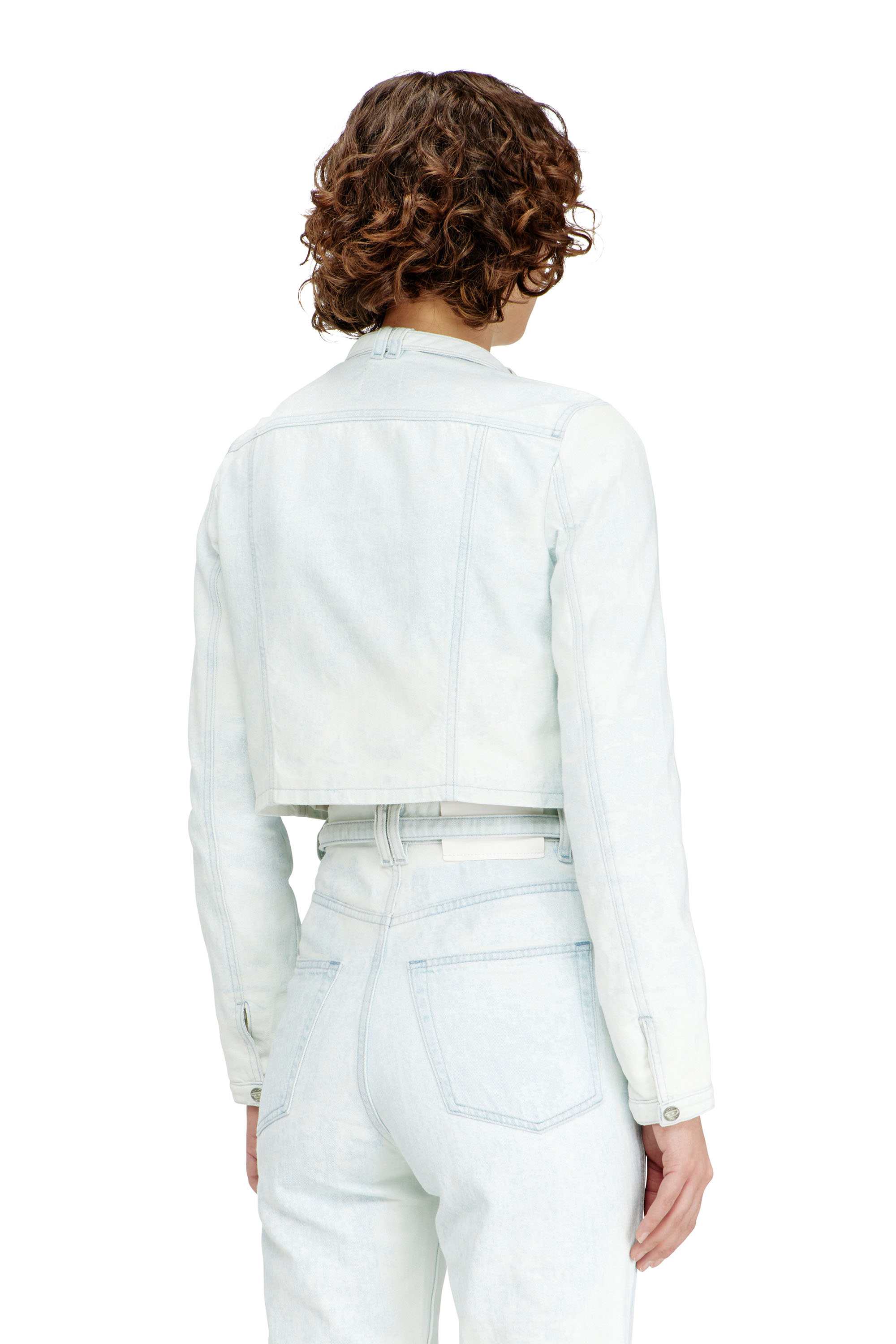 Diesel - DE-SAPHIX-FSI, Veste courte en jean satin&eacute; bleu glacier Femme in Bleu - 4