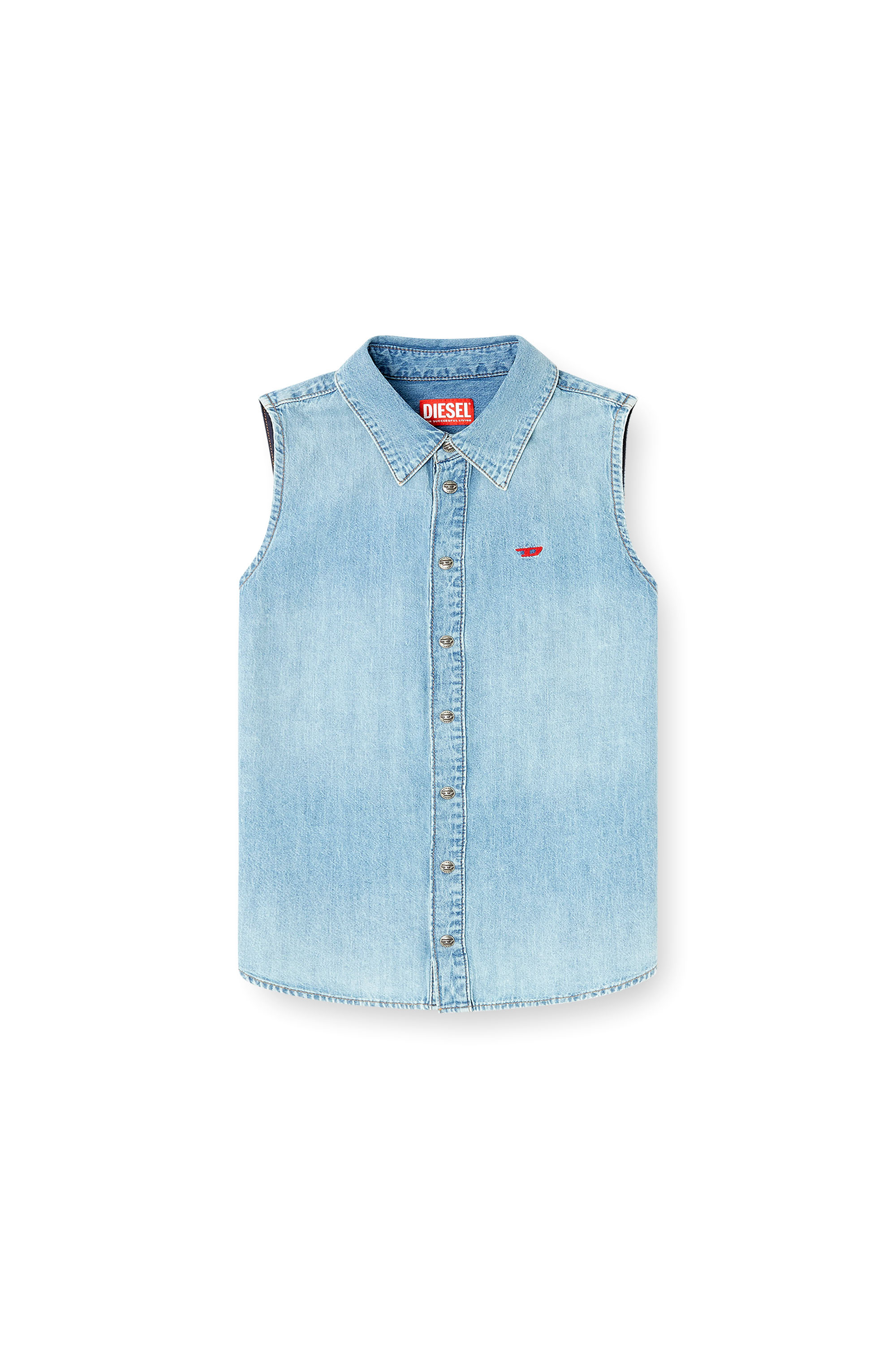 Diesel - DE-EAZY-SL, Camicia in denim senza maniche Donna in Blu - 2