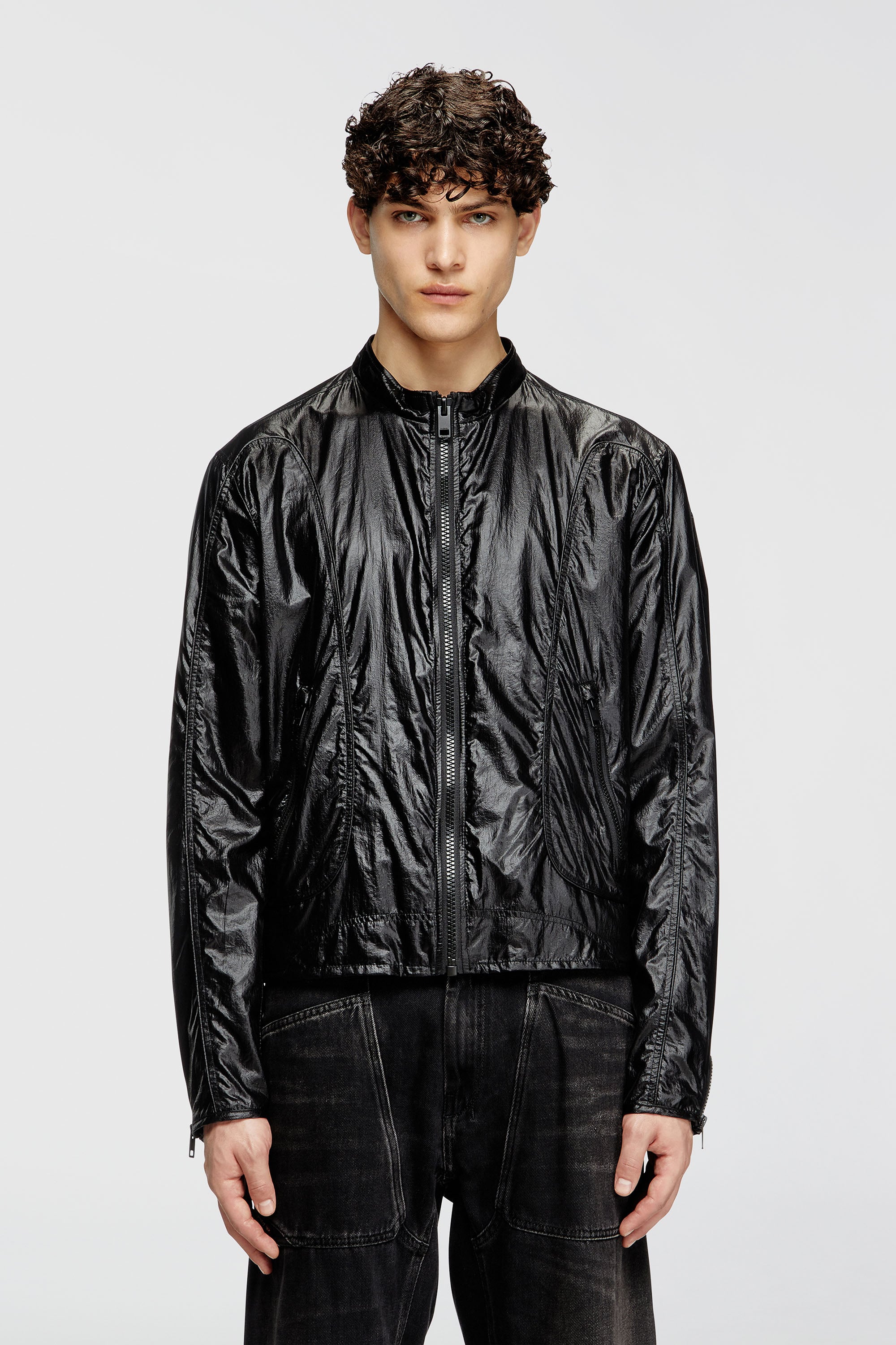 Diesel - J-CLAYS, Giacca biker in ripstop lucido Uomo in Nero - 1