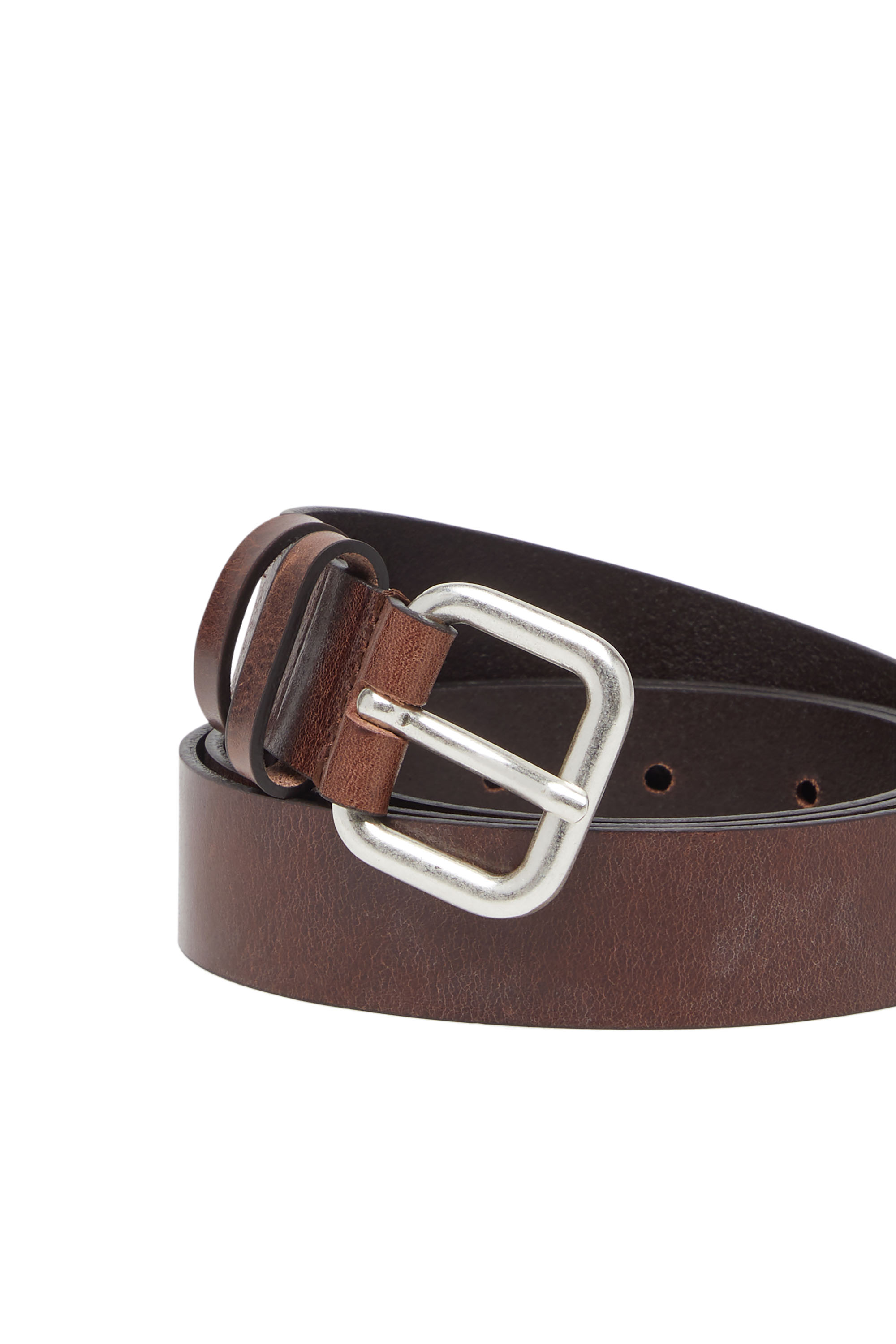 Diesel - B-INLAY, Cintura 2.9 cm in pelle con logo oval D Unisex in Marrone - 3