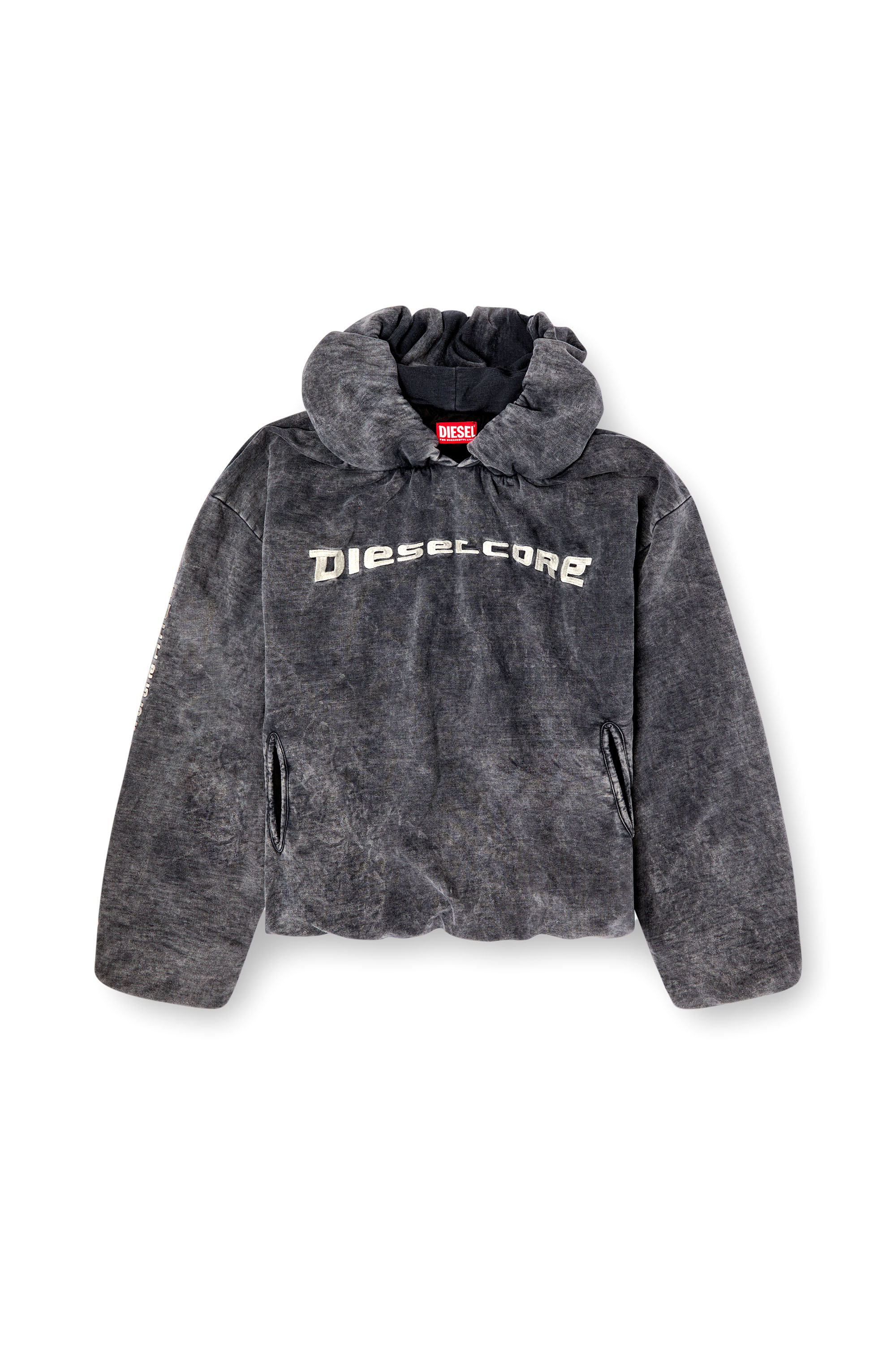 Diesel - S-FISHY, Sweat-shirt à capuche effet denim Homme in Noir - 3