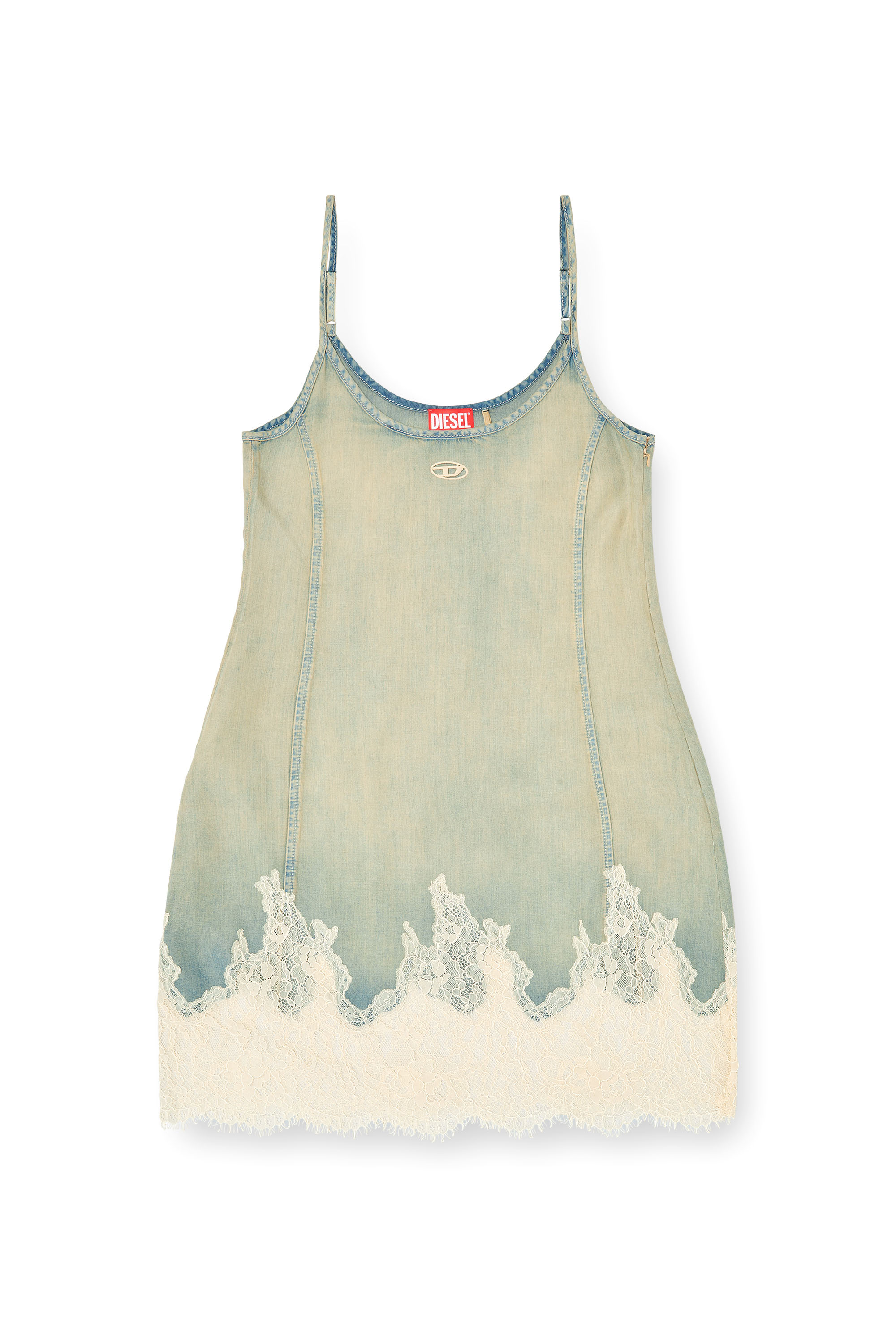 Diesel - DE-ODRY-S, Abito corto in pizzo e denim Donna in Multicolor - 3