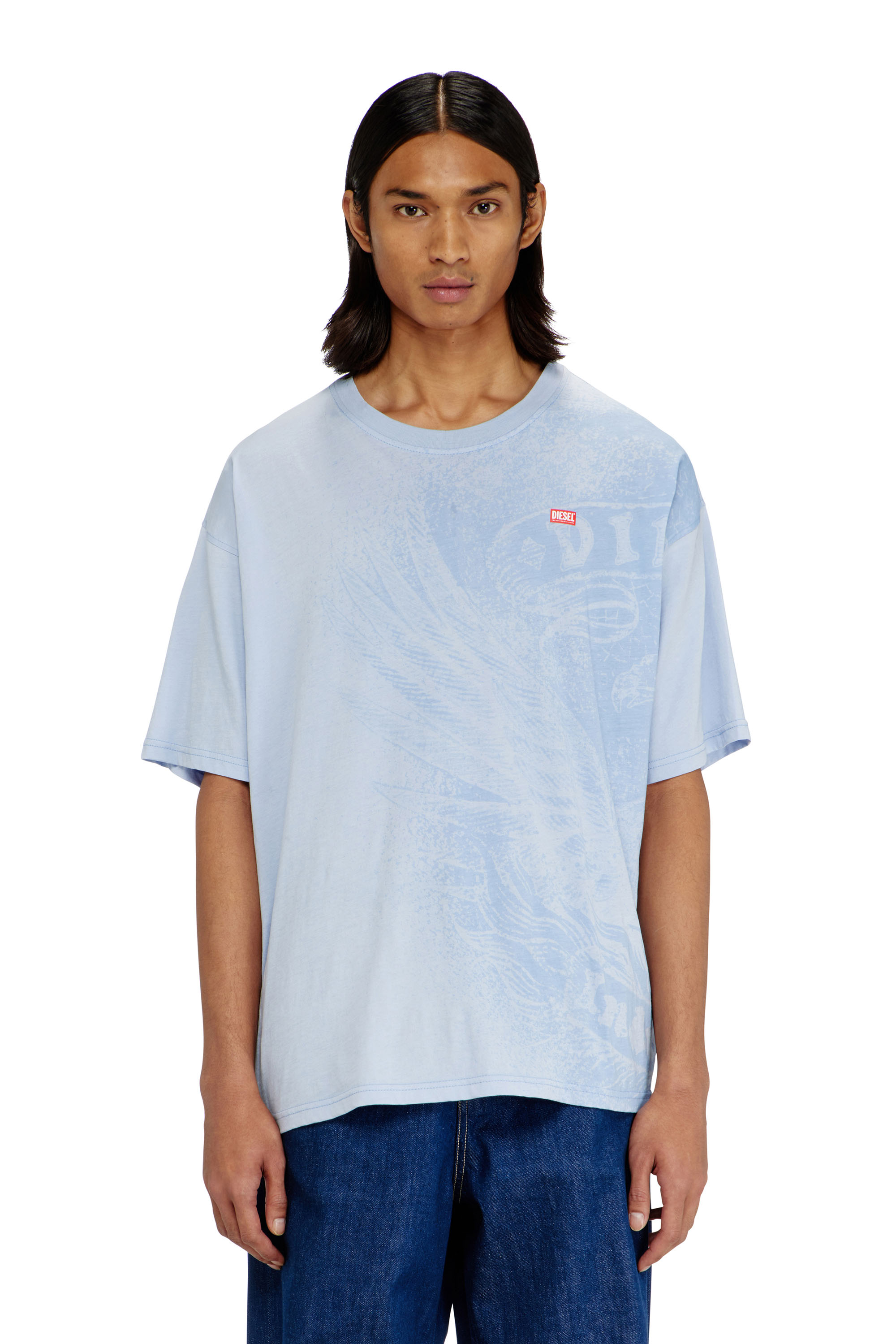 Diesel - T-BOXT-AA3, T-shirt dal taglio rilassato con stampe a pigmenti Uomo in Blu - 3