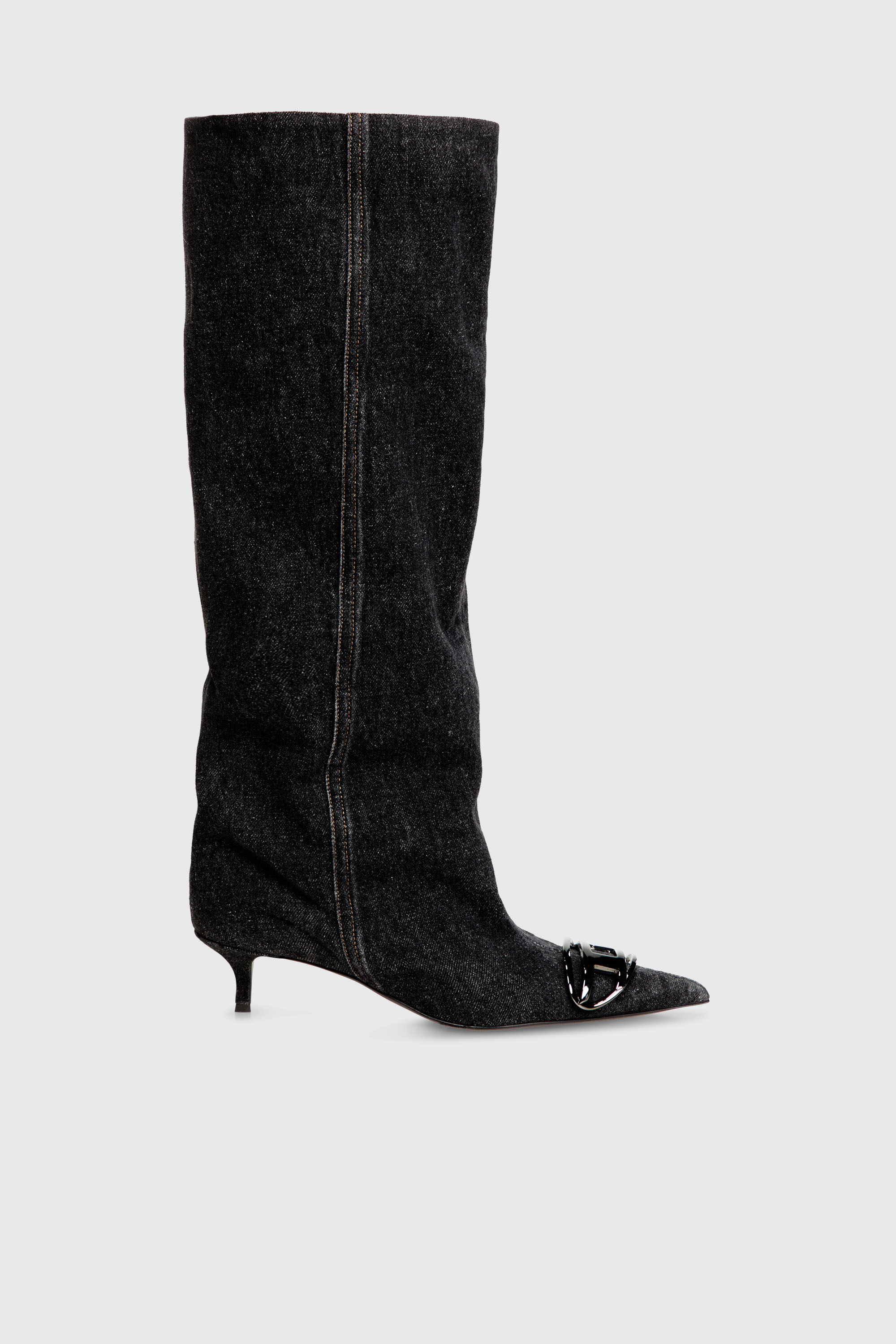 Diesel - D-VENUS KB SLOUCHY, Woman's D-Venus-Slouchy knee-high boot in denim in Black - 1